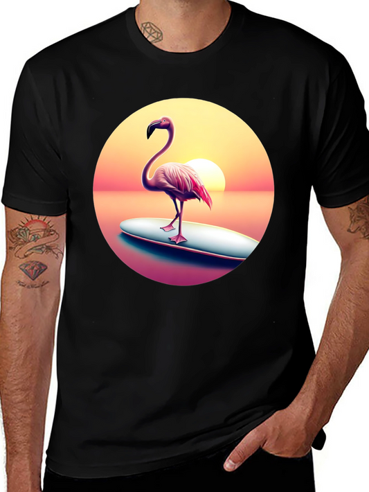 Flamingo Sunset Surf T-Shirt