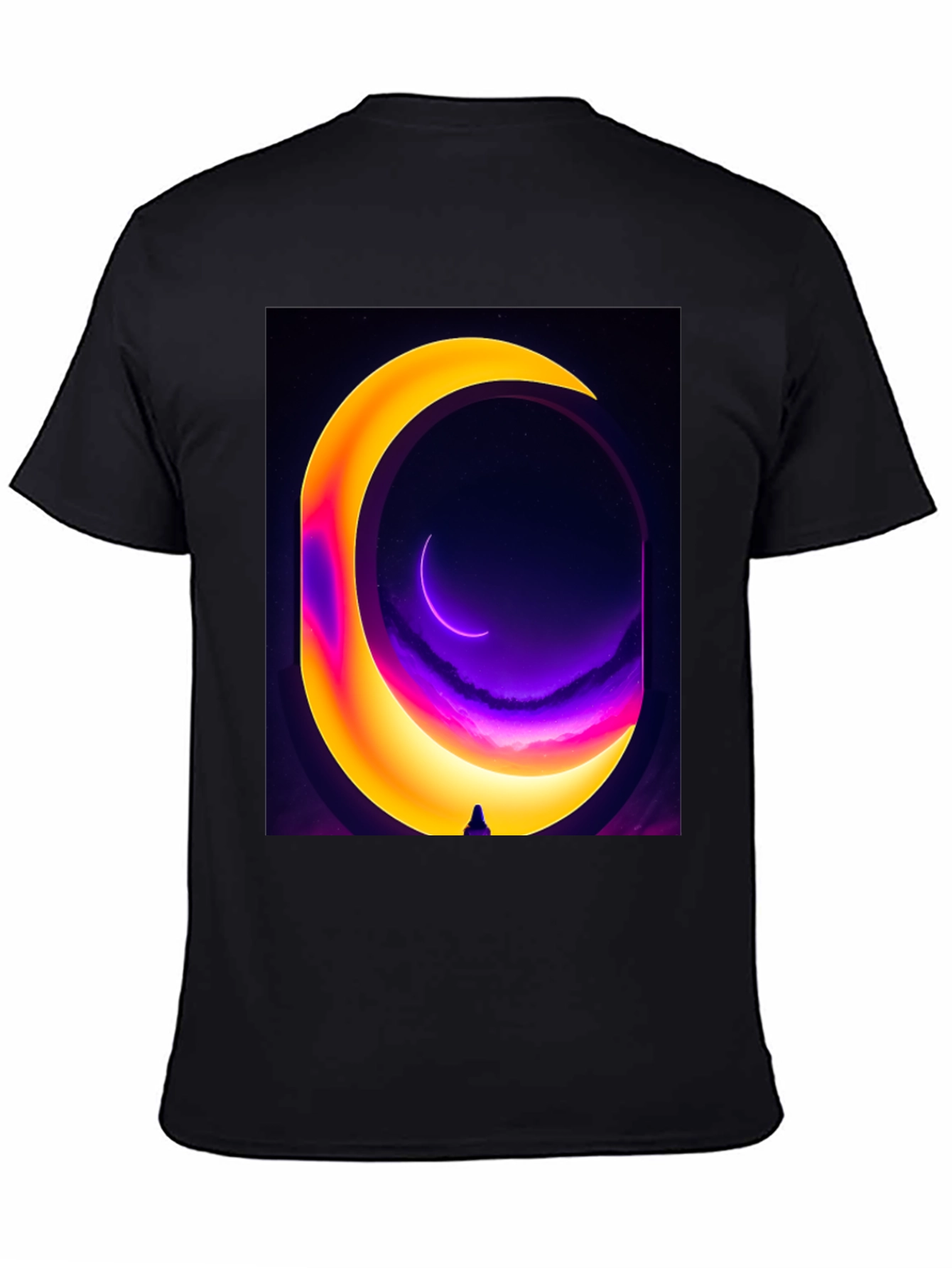 Cosmic Moon Portal Graphic Tee - Black