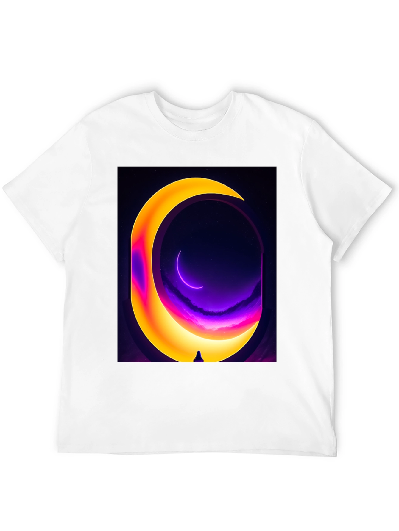 Cosmic Moon Portal Graphic Tee - Black