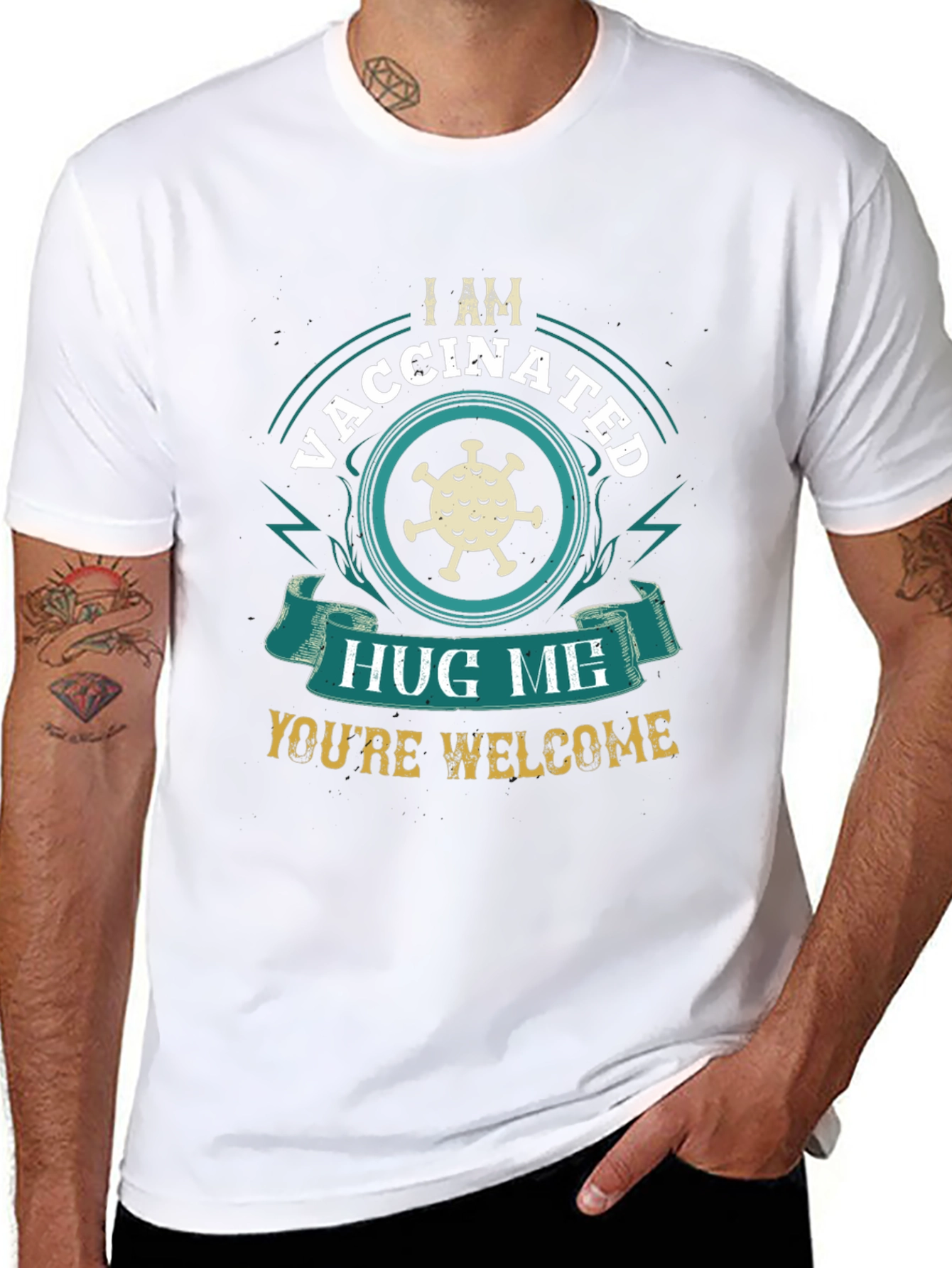 Vaccinated Hug Me T-Shirt - Funny Covid Virus Design