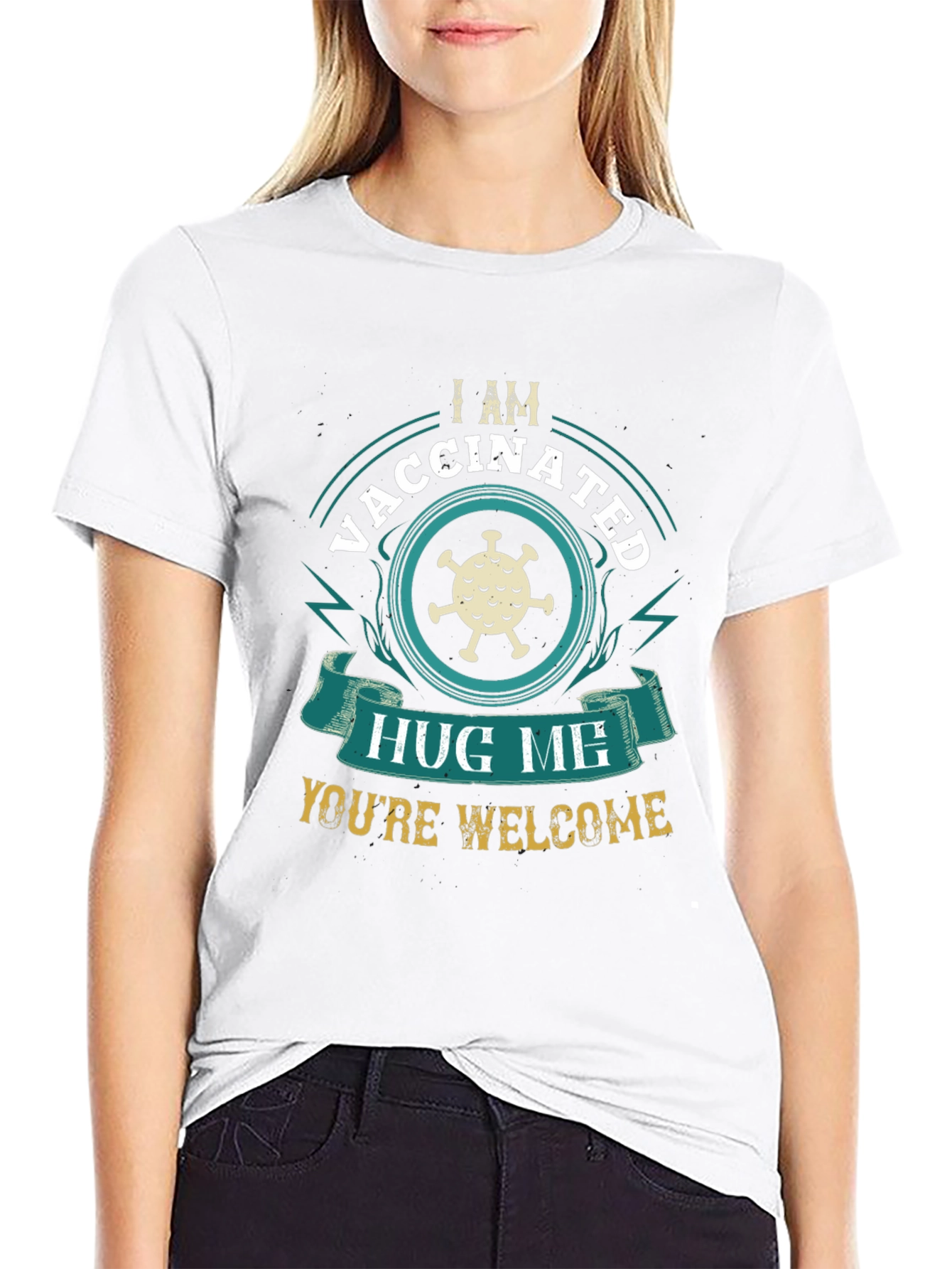Vaccinated Hug Me T-Shirt - Funny Covid Virus Design