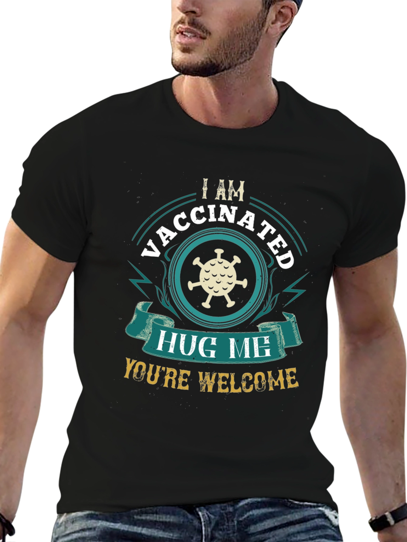 Vaccinated Hug Me T-Shirt - Funny Covid Virus Design