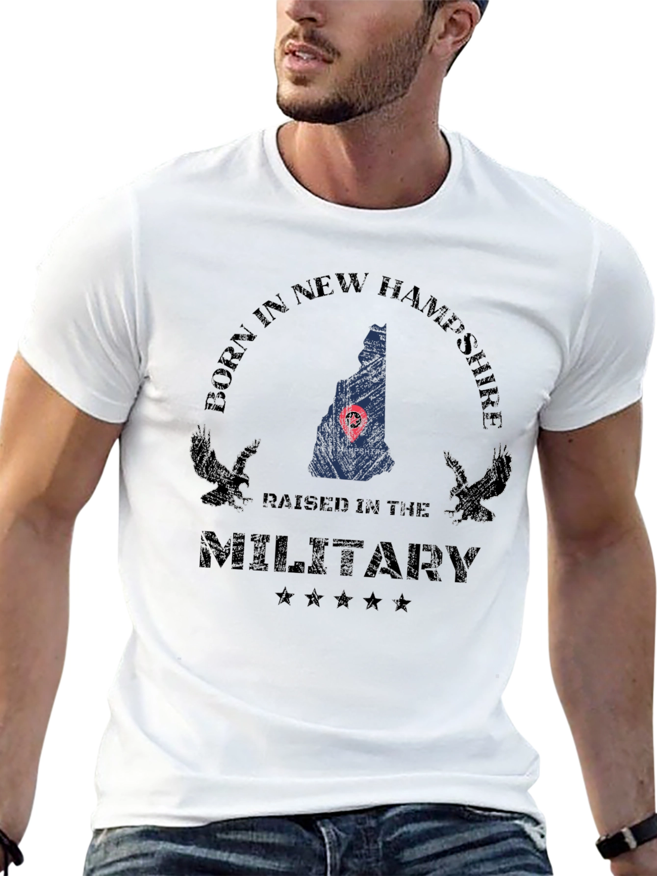 New Hampshire Military Pride Graphic T-Shirt
