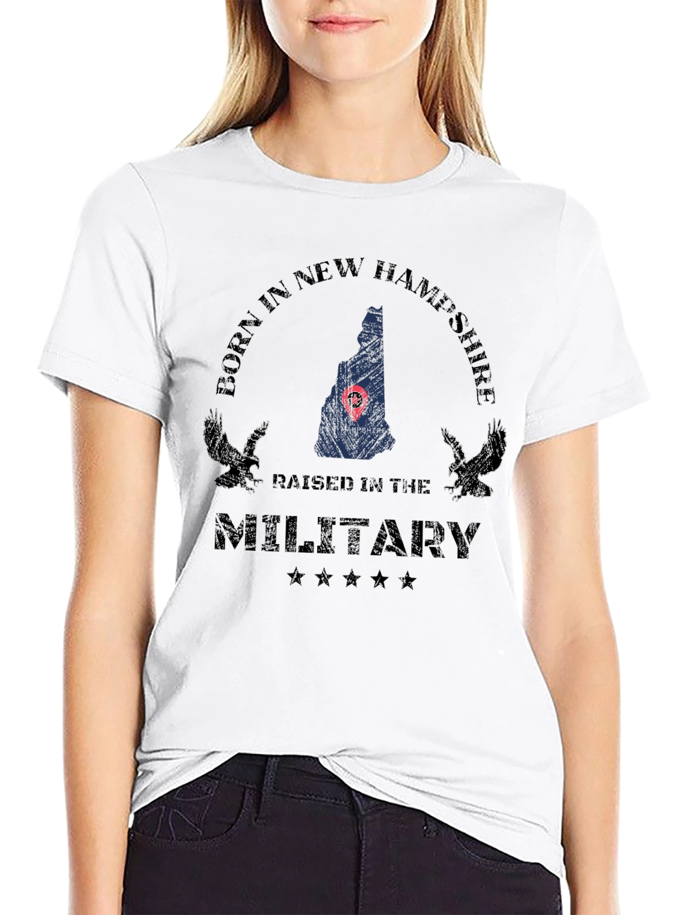 New Hampshire Military Pride Graphic T-Shirt