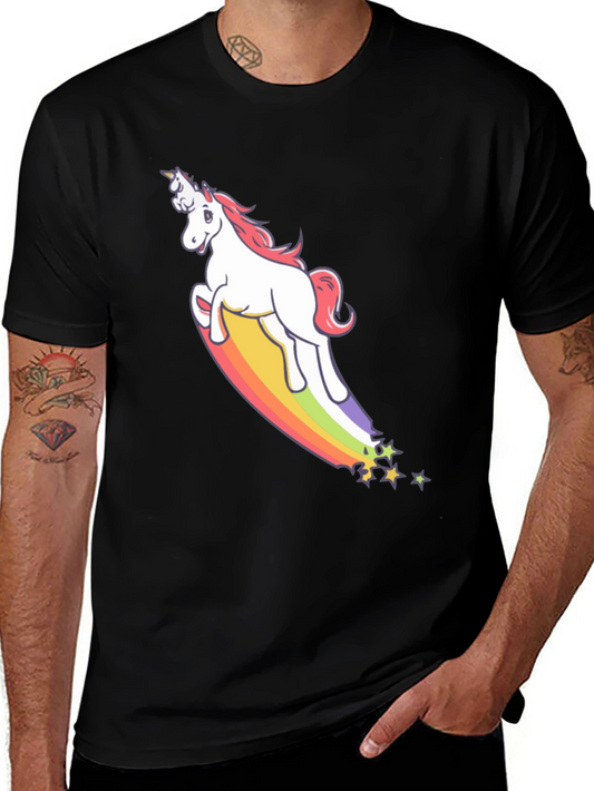 Unicorn Rainbow Graphic Tee - Black T-Shirt