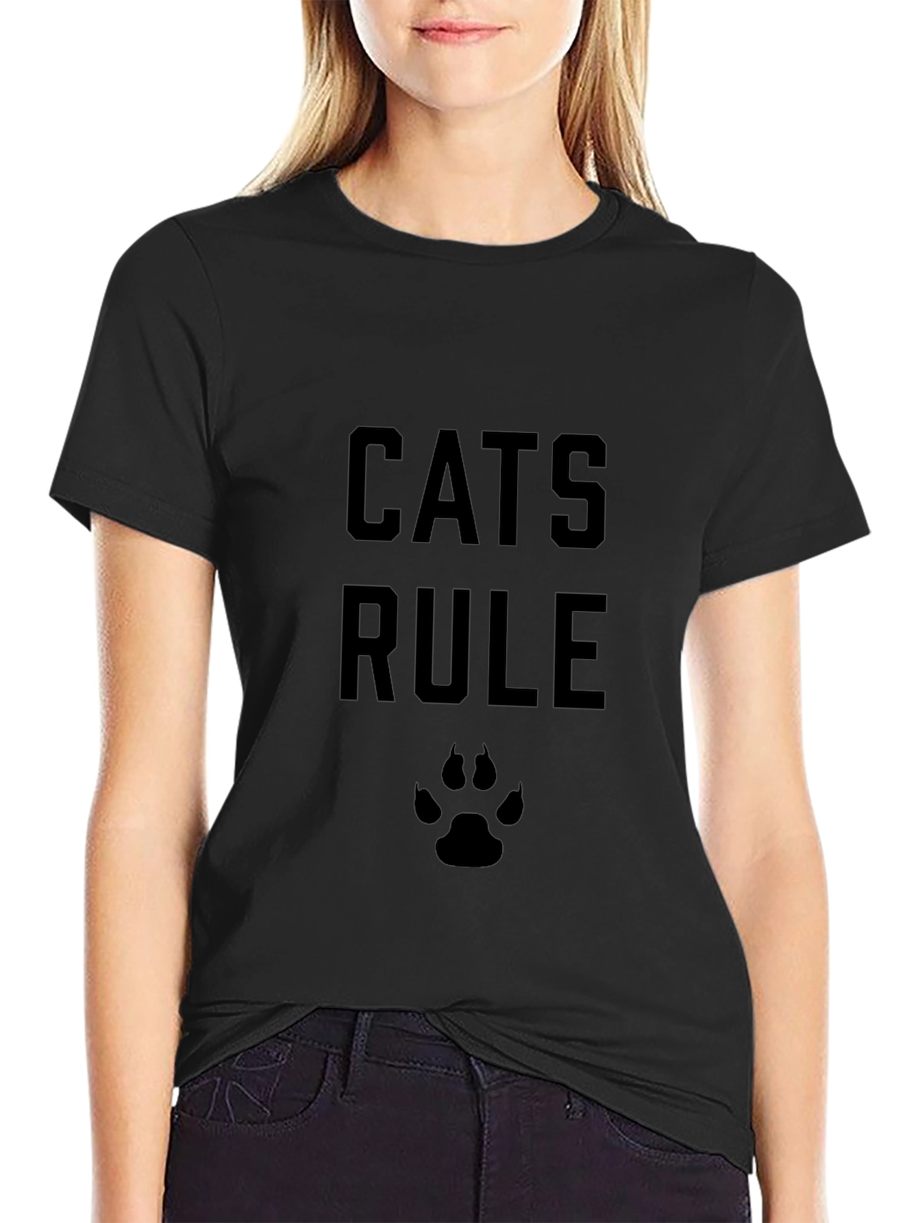 Cats Rule Black T-Shirt
