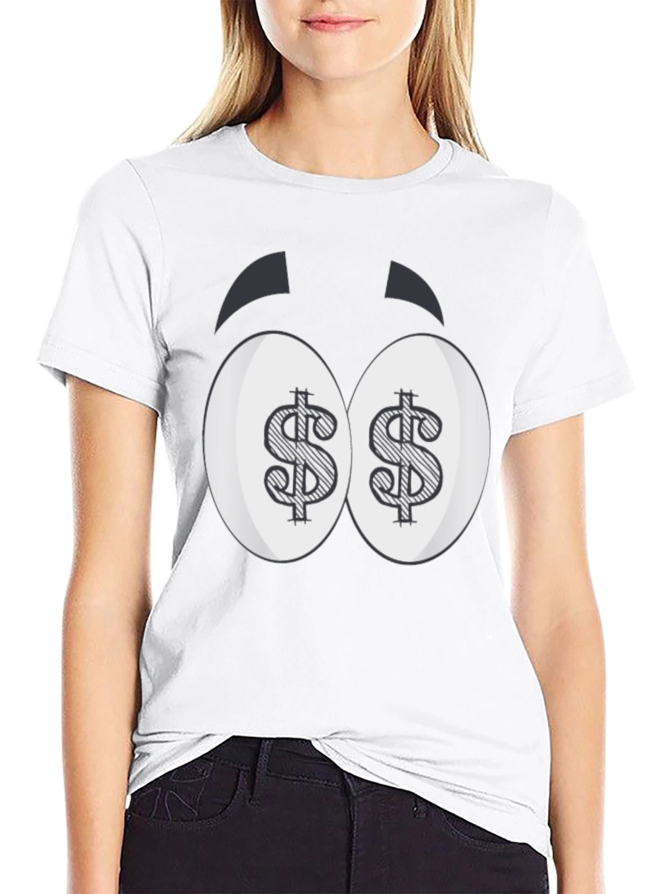 Dollar Eyes Graphic Tee - Funny Cartoon Style