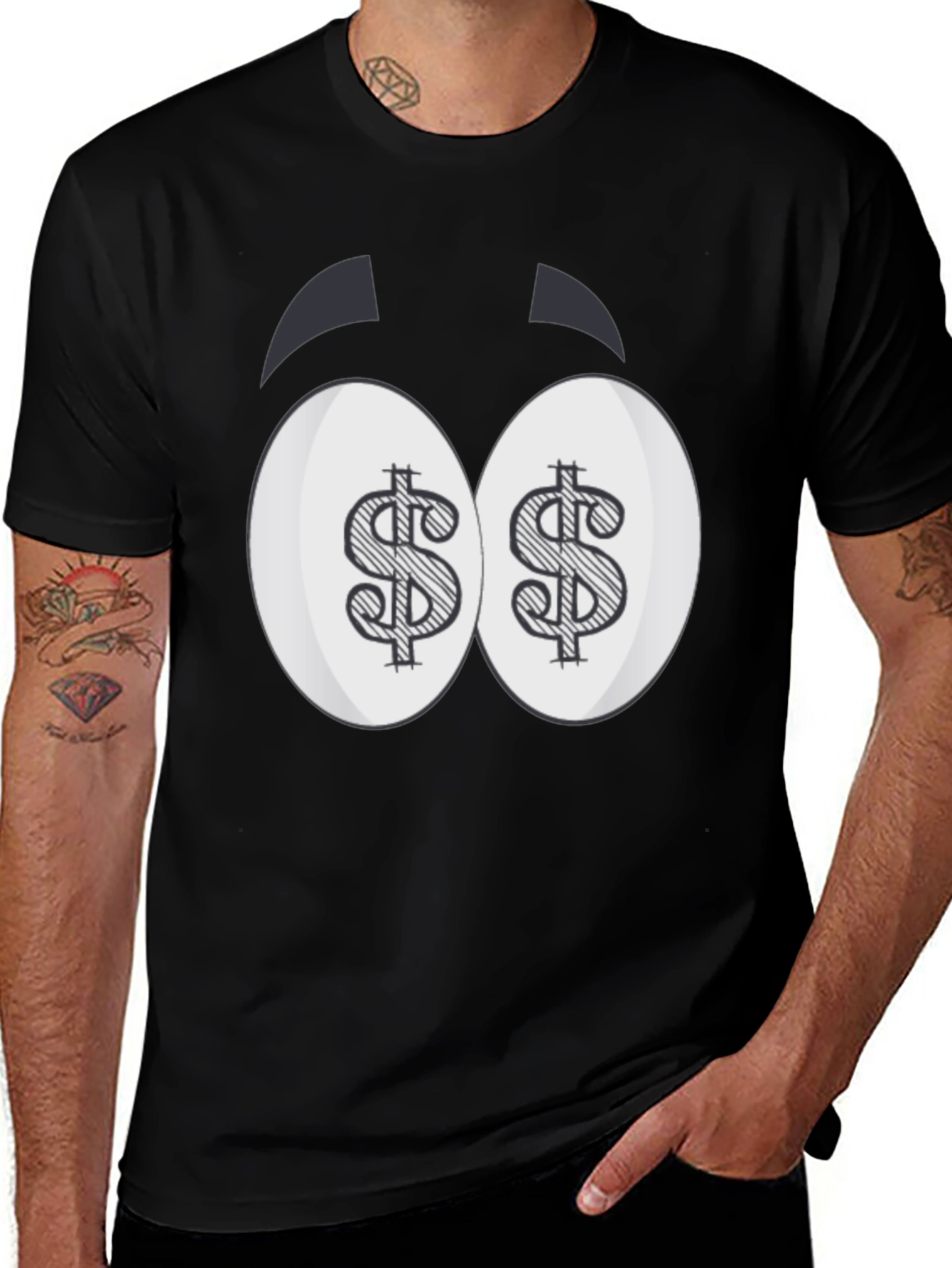 Dollar Eyes Graphic Tee - Funny Cartoon Style