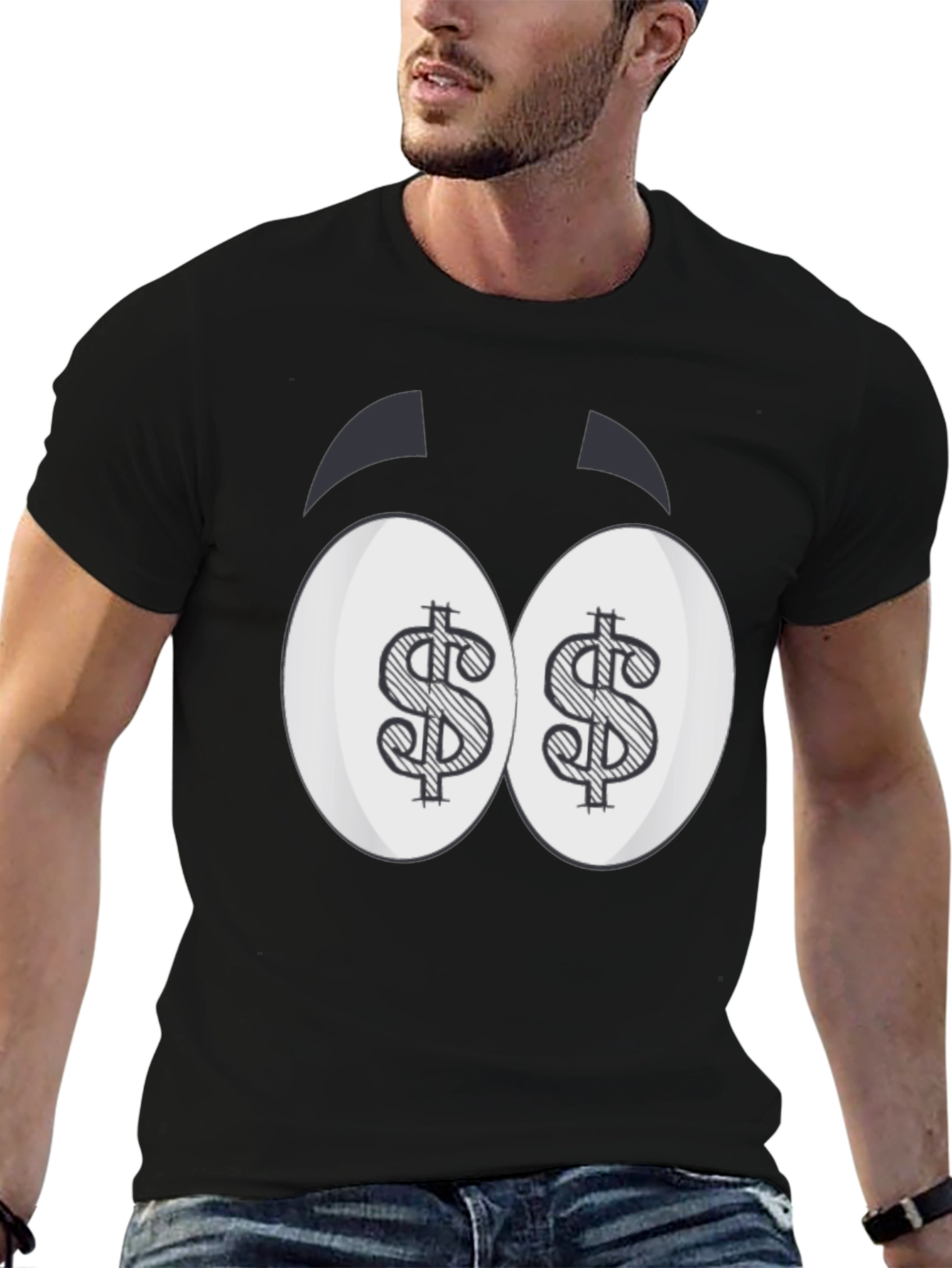 Dollar Eyes Graphic Tee - Funny Cartoon Style