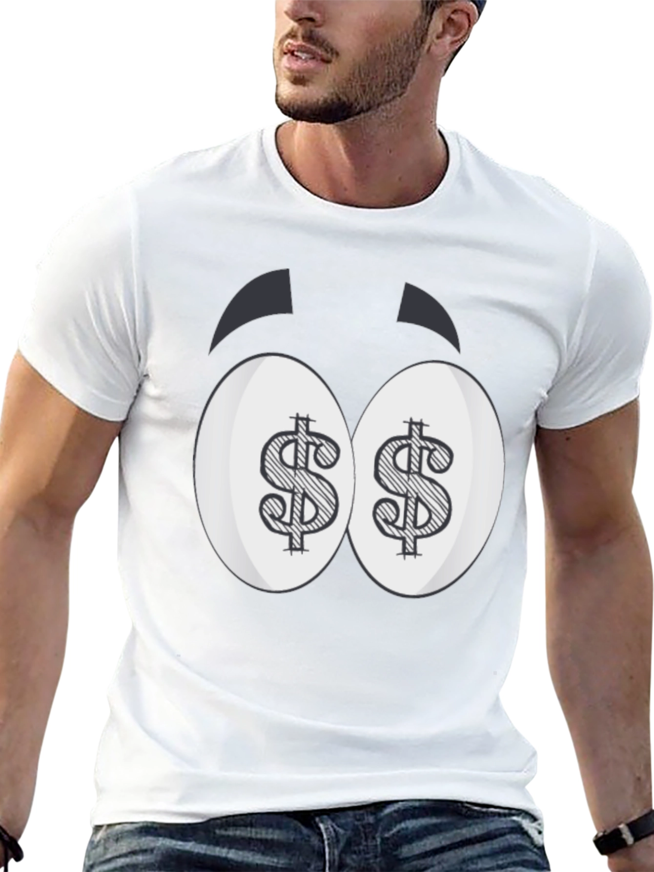Dollar Eyes Graphic Tee - Funny Cartoon Style