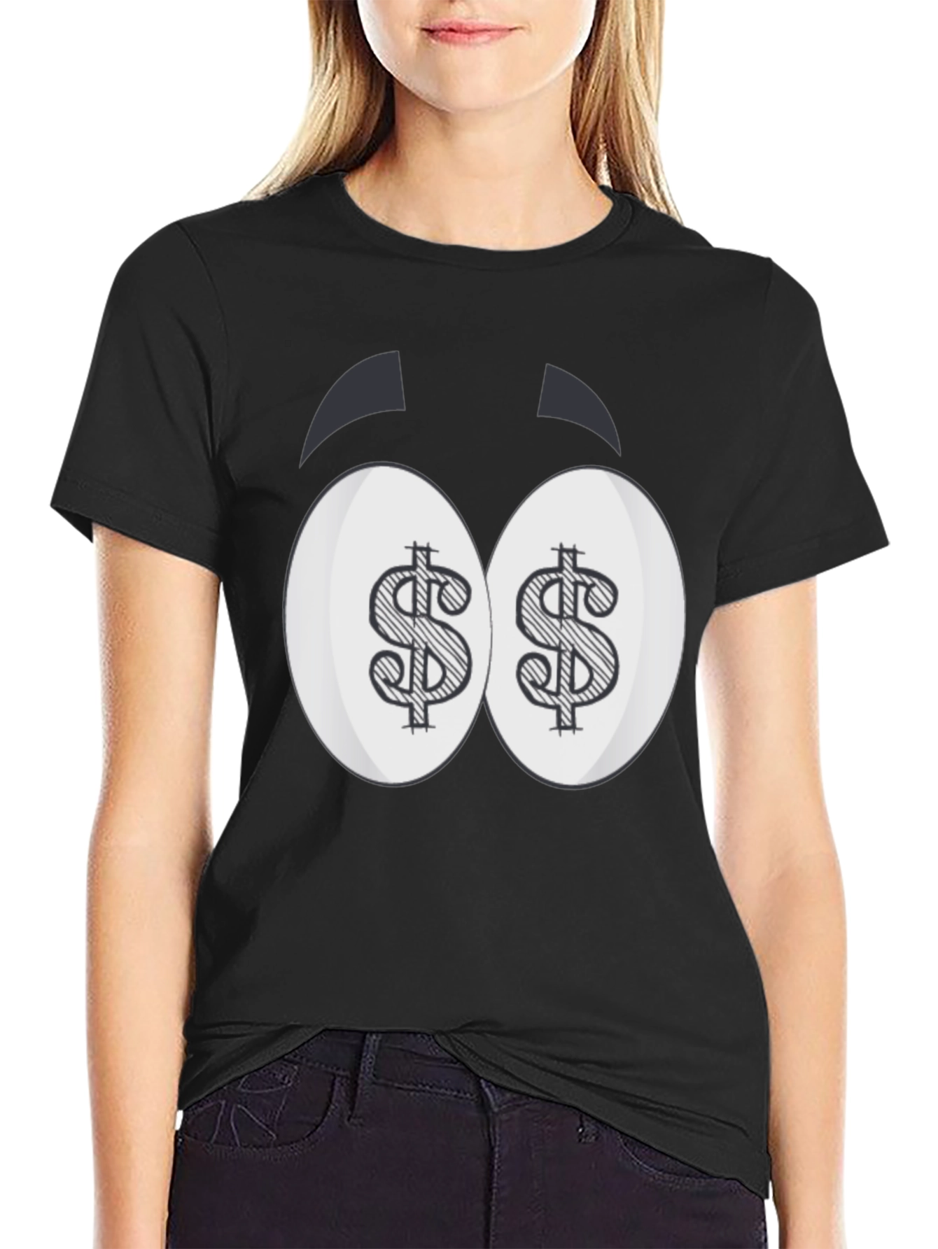 Dollar Eyes Graphic Tee - Funny Cartoon Style