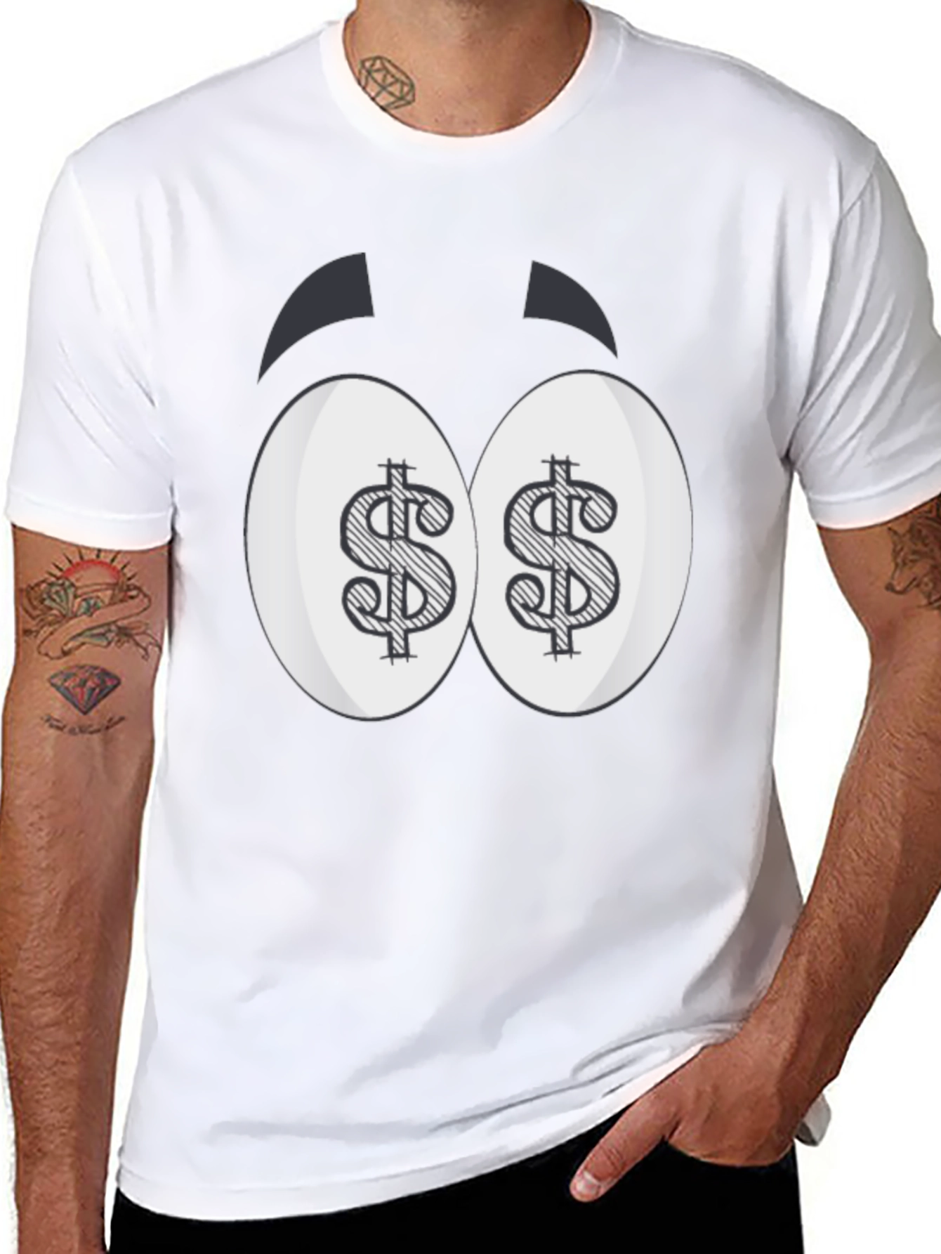 Dollar Eyes Graphic Tee - Funny Cartoon Style