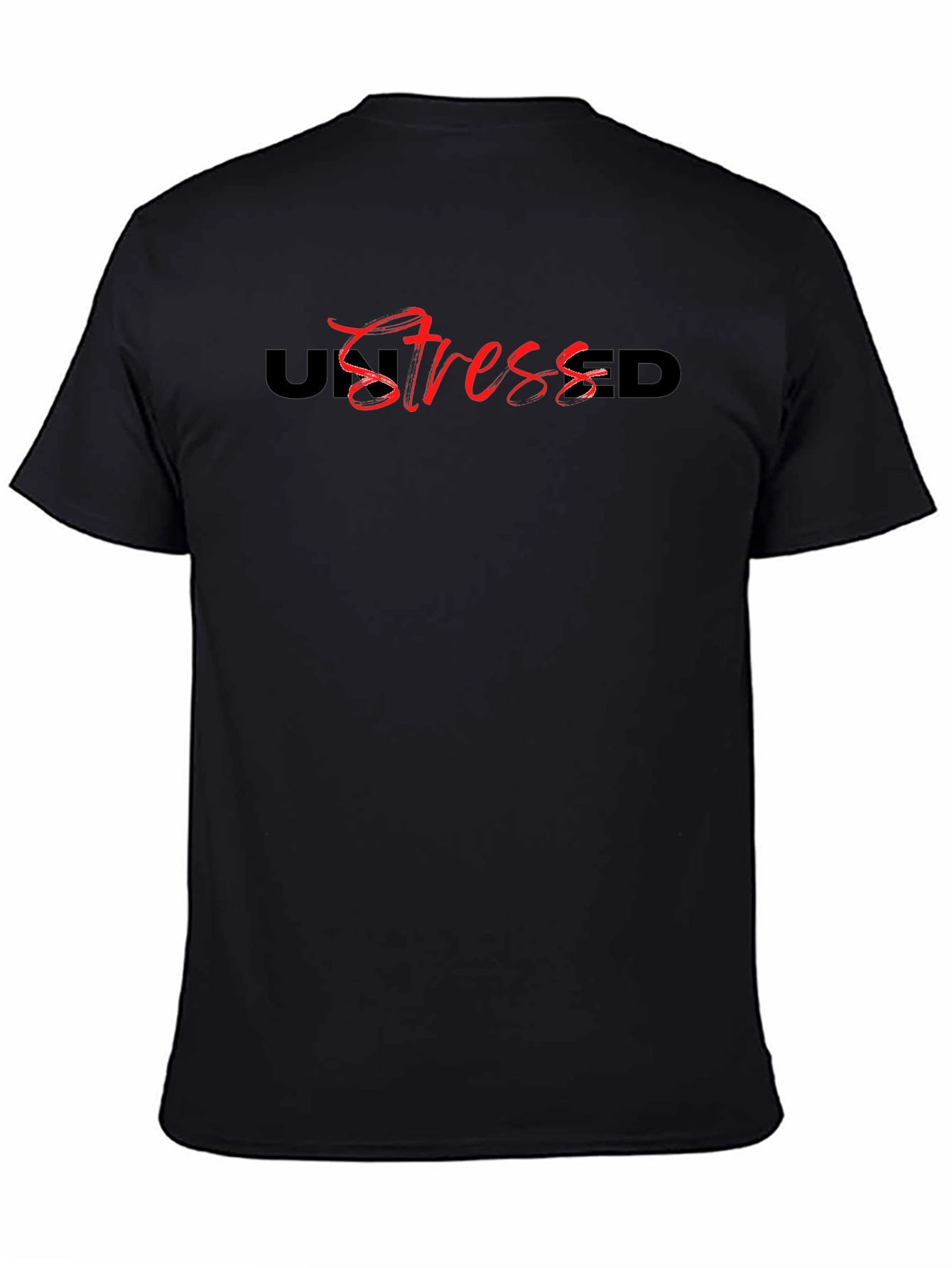 Unstressed Graphic Tee - Black Casual Cotton T-Shirt