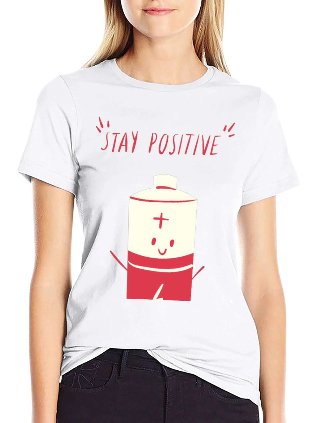 Stay Positive Battery Graphic T-Shirt - Black
