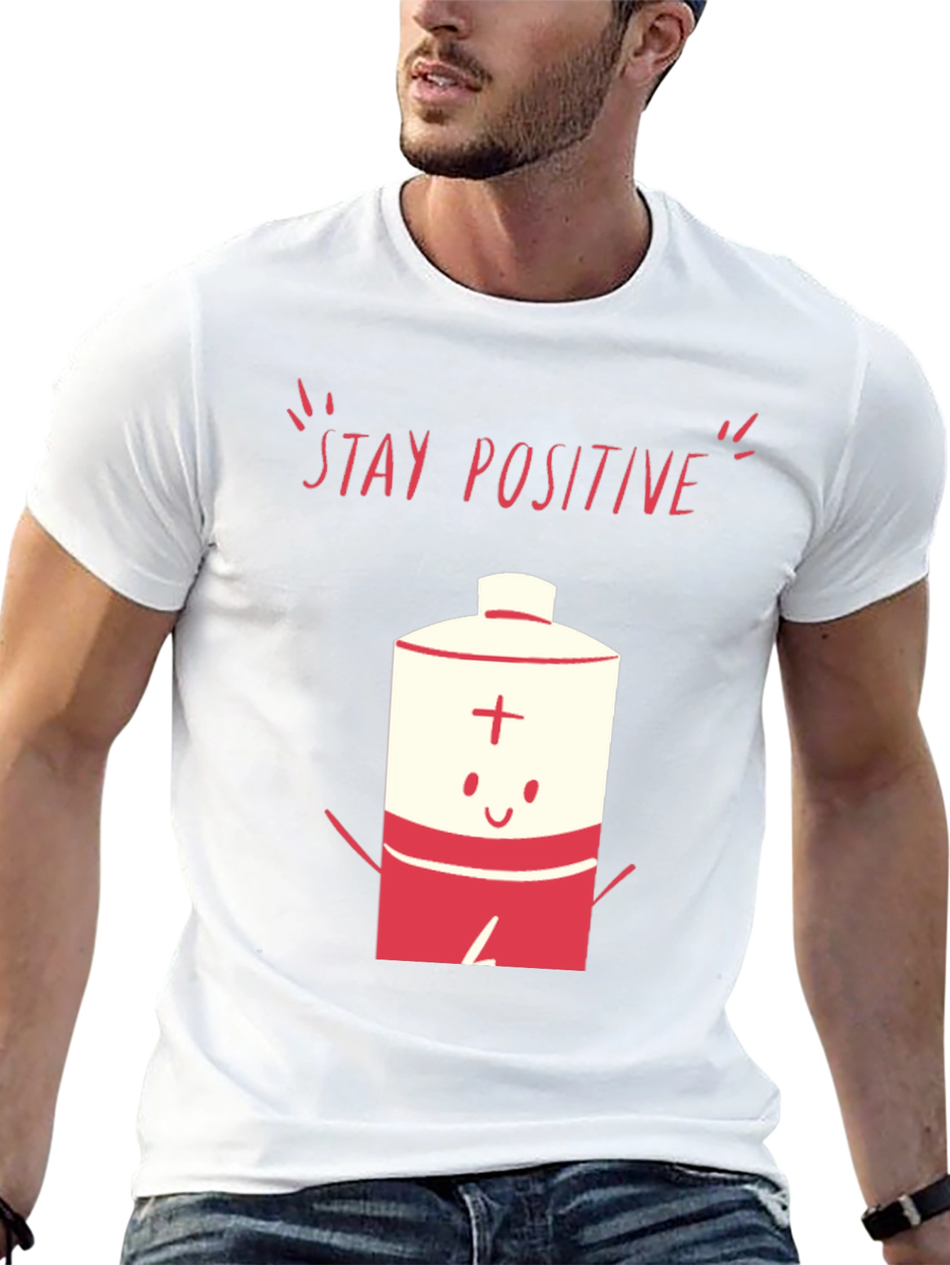 Stay Positive Battery Graphic T-Shirt - Black