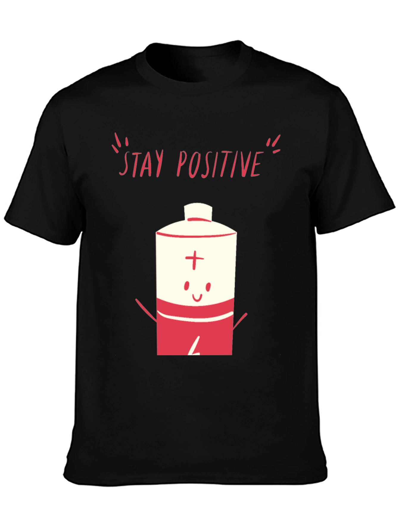 Stay Positive Battery Graphic T-Shirt - Black