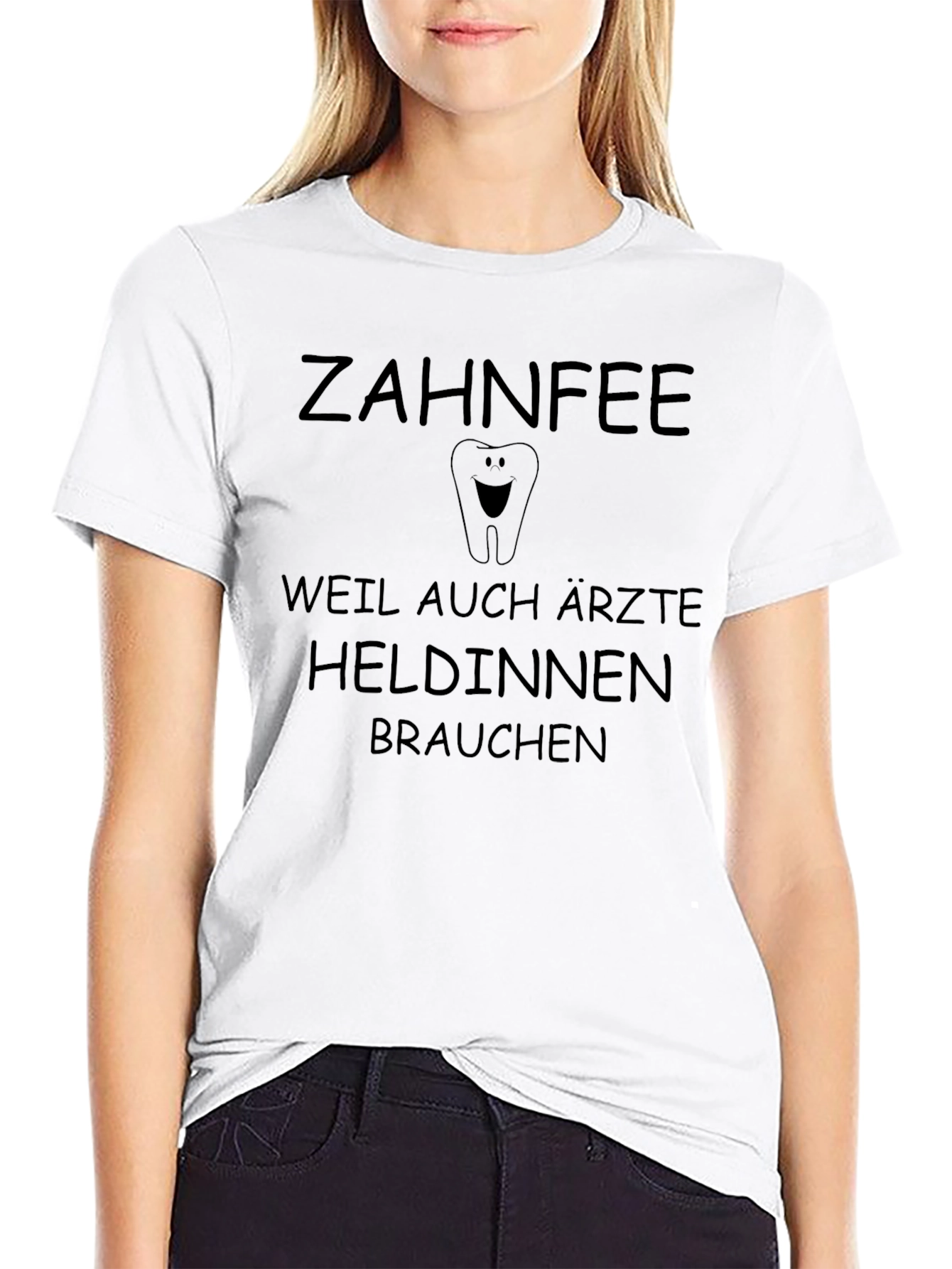 Zahnfee Tee: Doctors Need Heroines Black Cotton Tee
