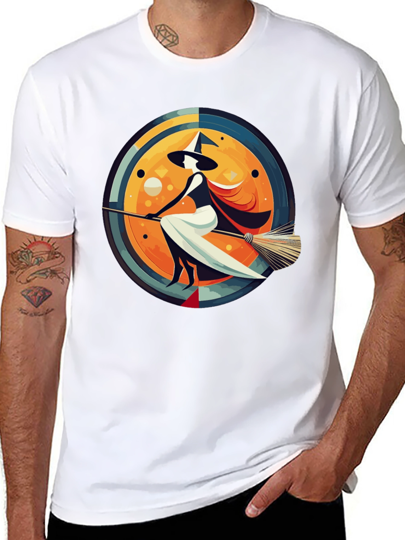 Whimsical Witch Graphic Tee - Stylish Halloween T-Shirt