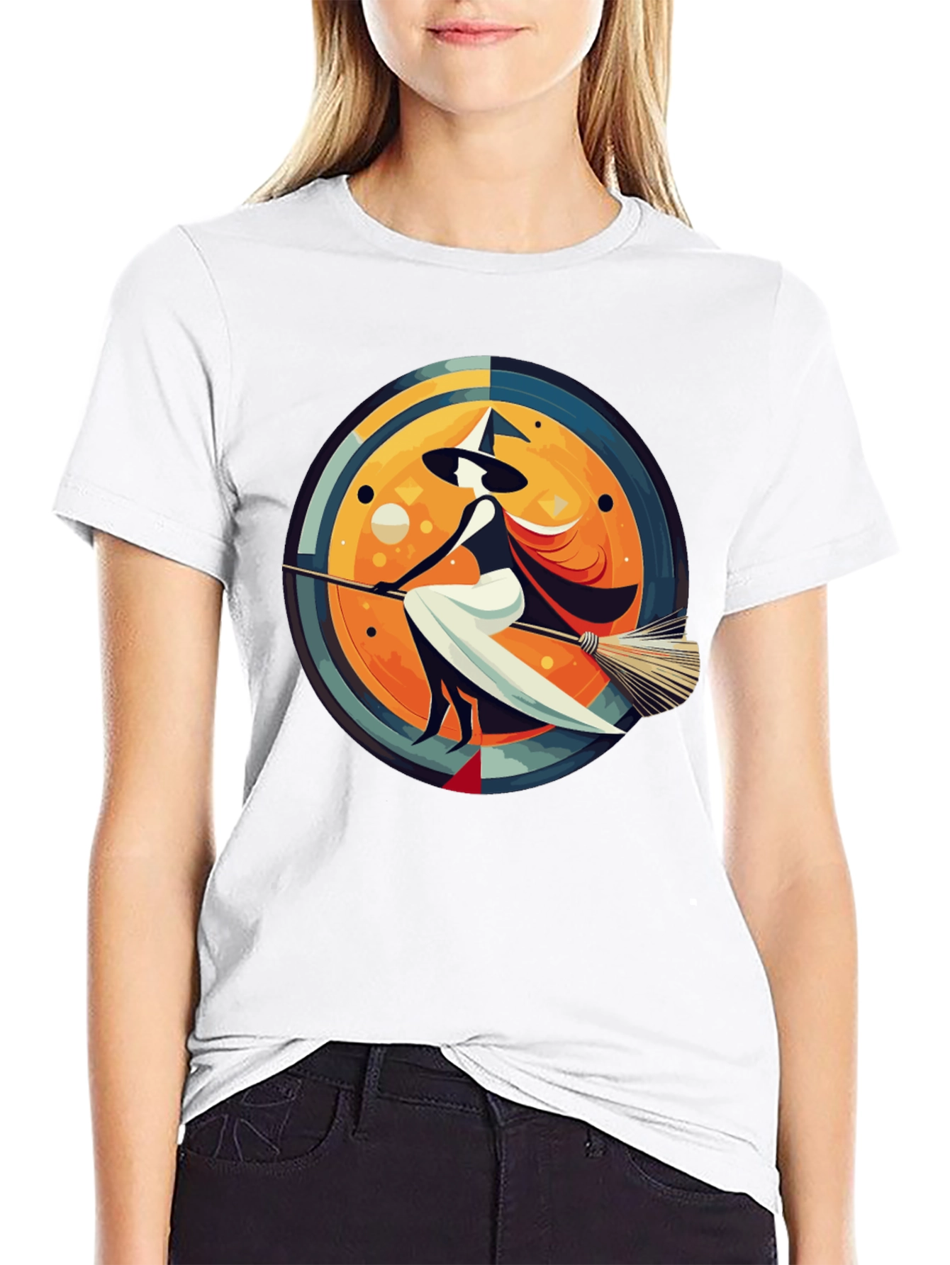 Whimsical Witch Graphic Tee - Stylish Halloween T-Shirt
