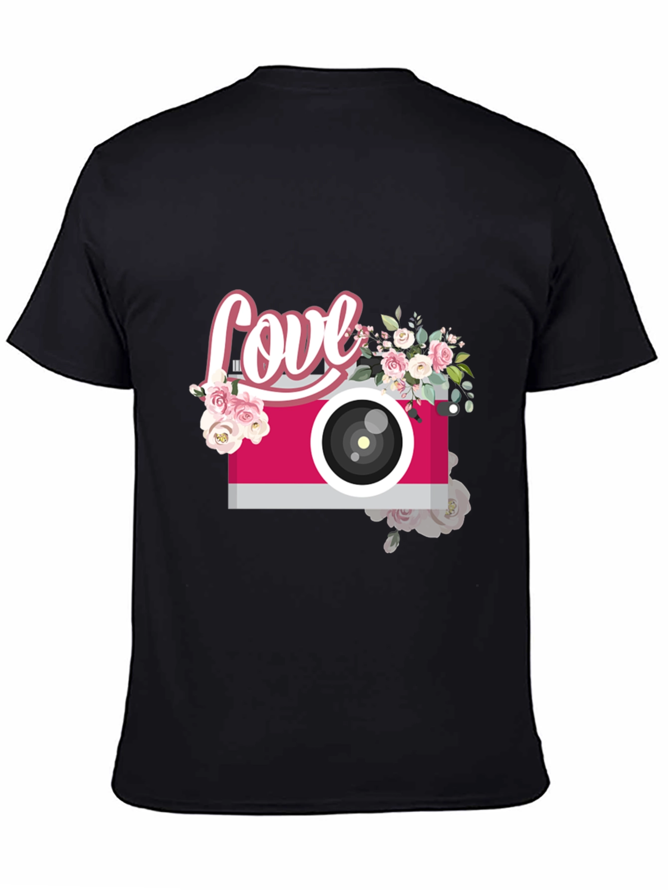 Love Camera Graphic Tee - Trendy Floral Design