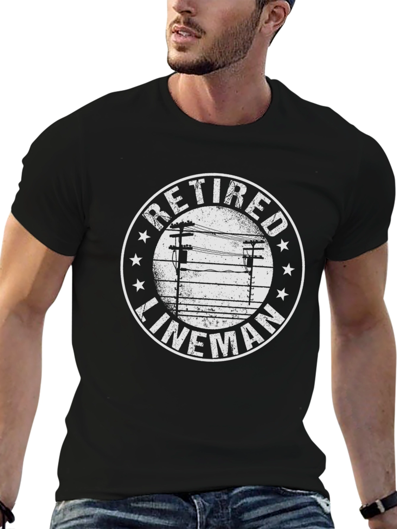 Retired Lineman T-Shirt - Black