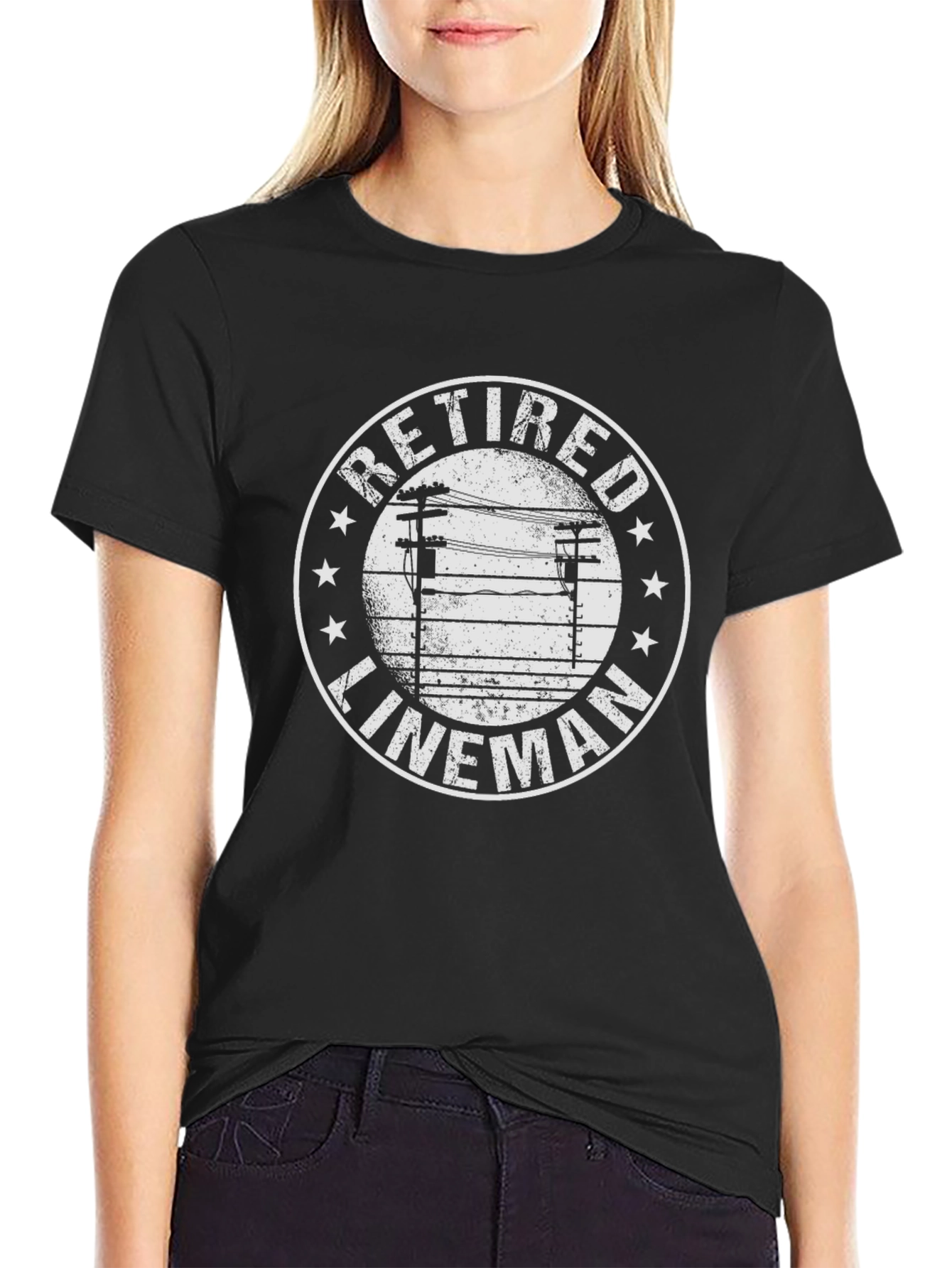 Retired Lineman T-Shirt - Black