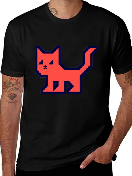 Pixelated Cat T-Shirt - Retro Gamer Style