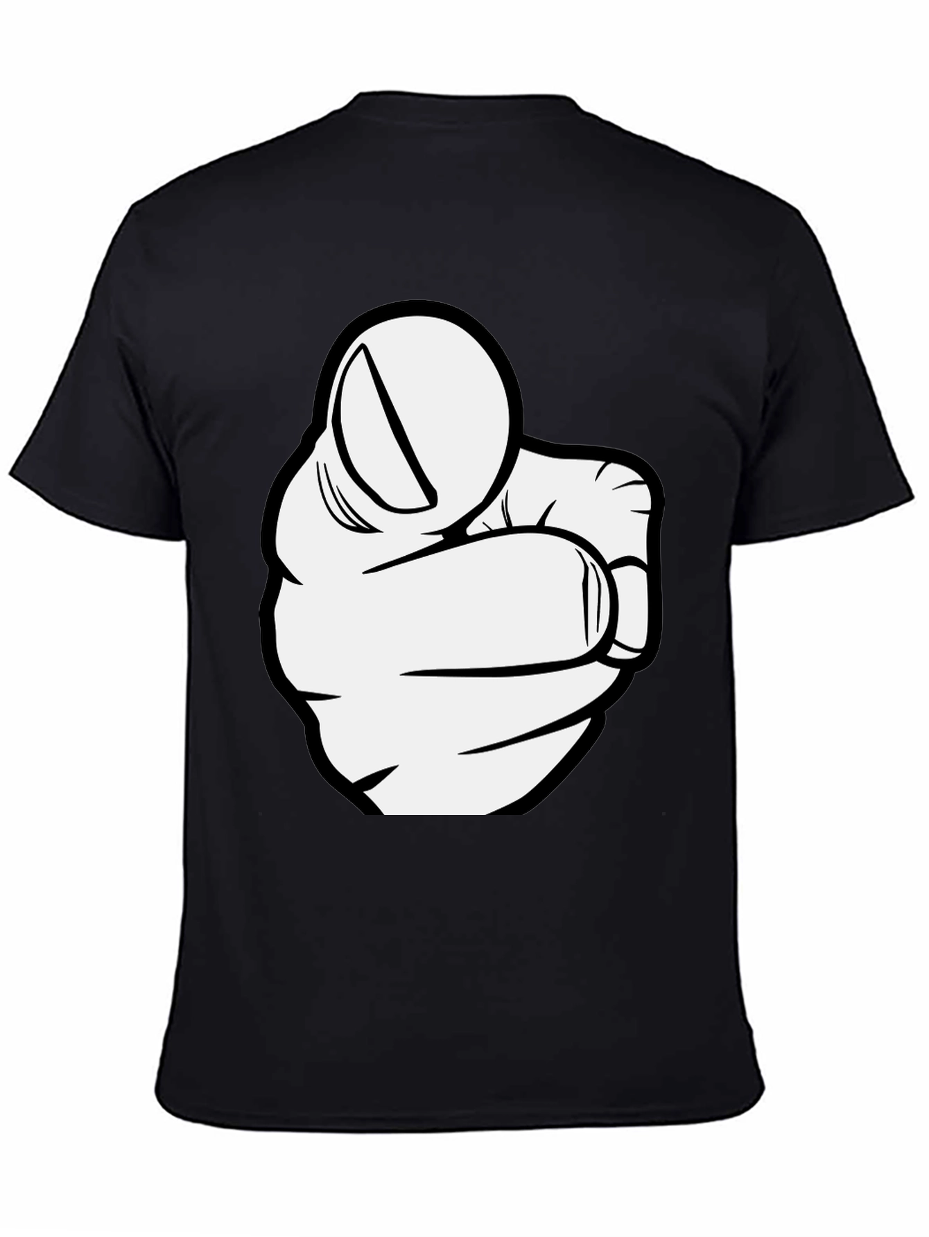 Pointing Finger Graphic Tee - Black Cotton T-Shirt