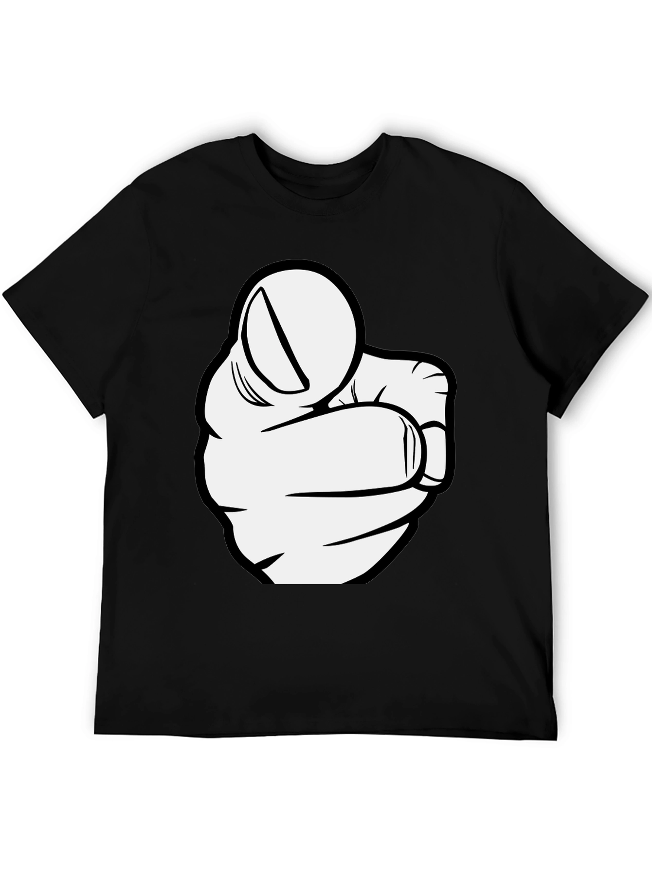 Pointing Finger Graphic Tee - Black Cotton T-Shirt