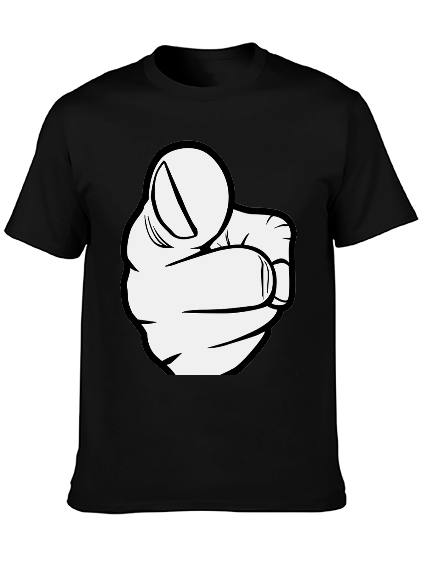 Pointing Finger Graphic Tee - Black Cotton T-Shirt