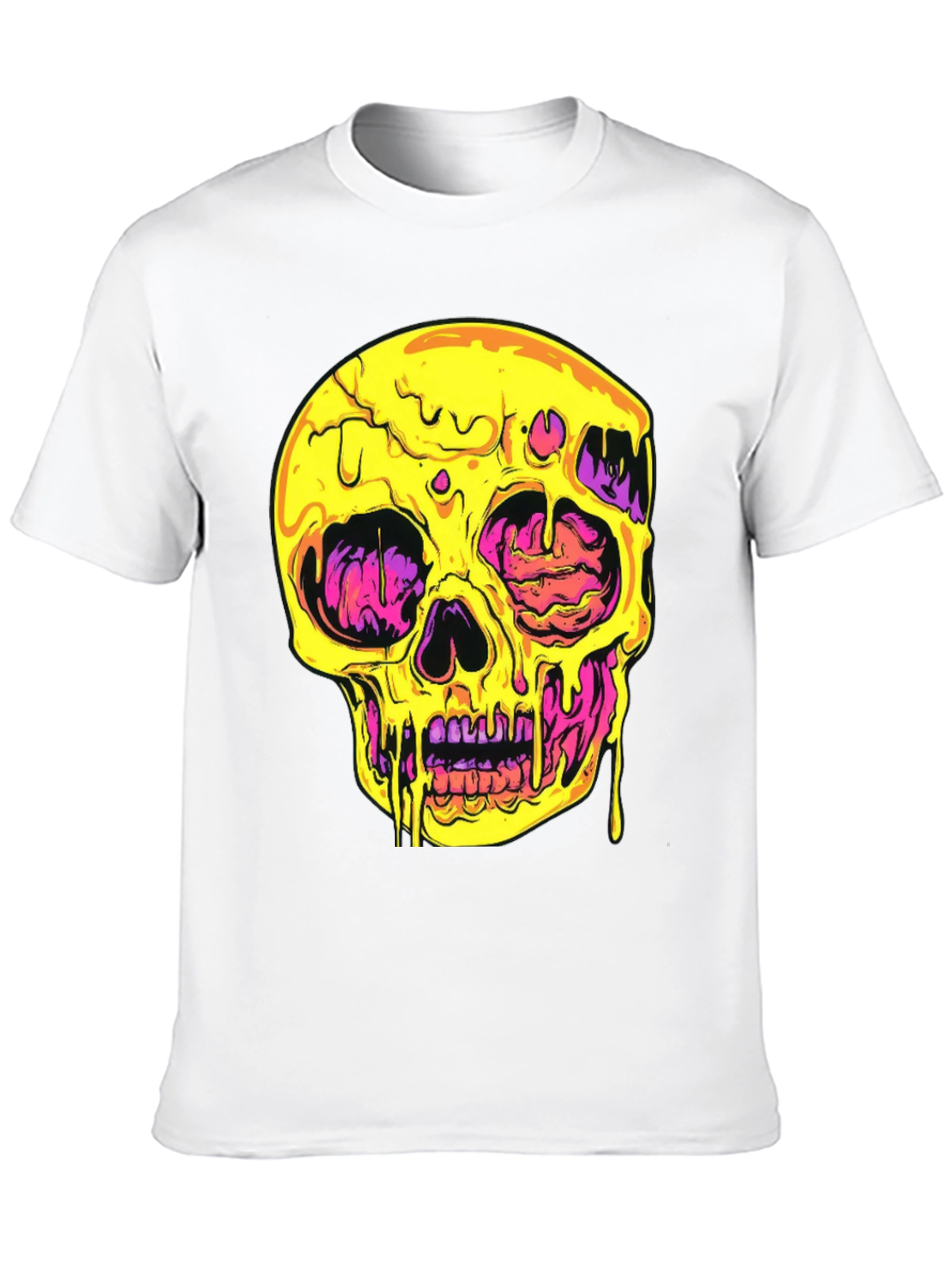Melting Skull Graphic Tee - Black Cotton T-Shirt