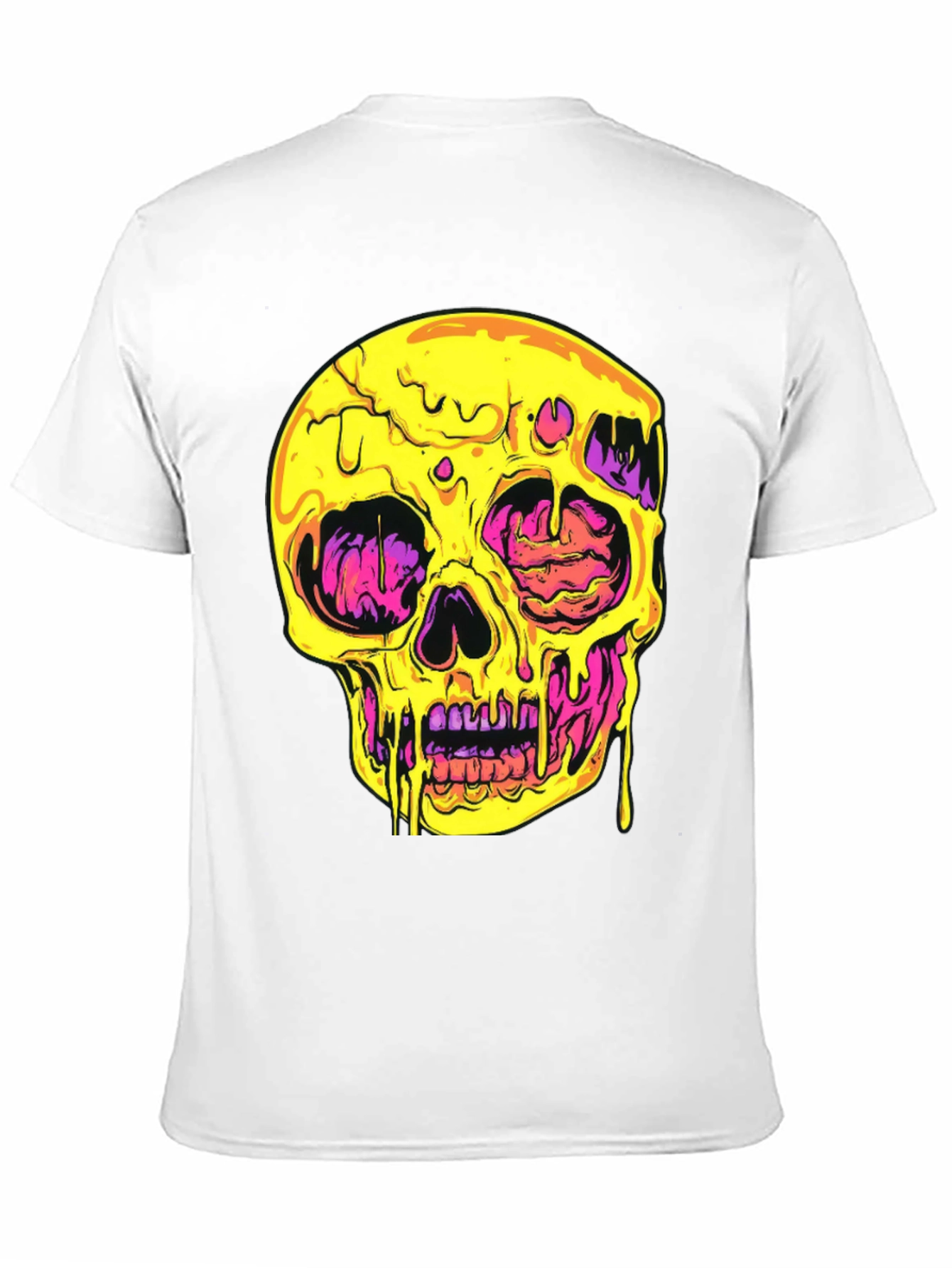 Melting Skull Graphic Tee - Black Cotton T-Shirt