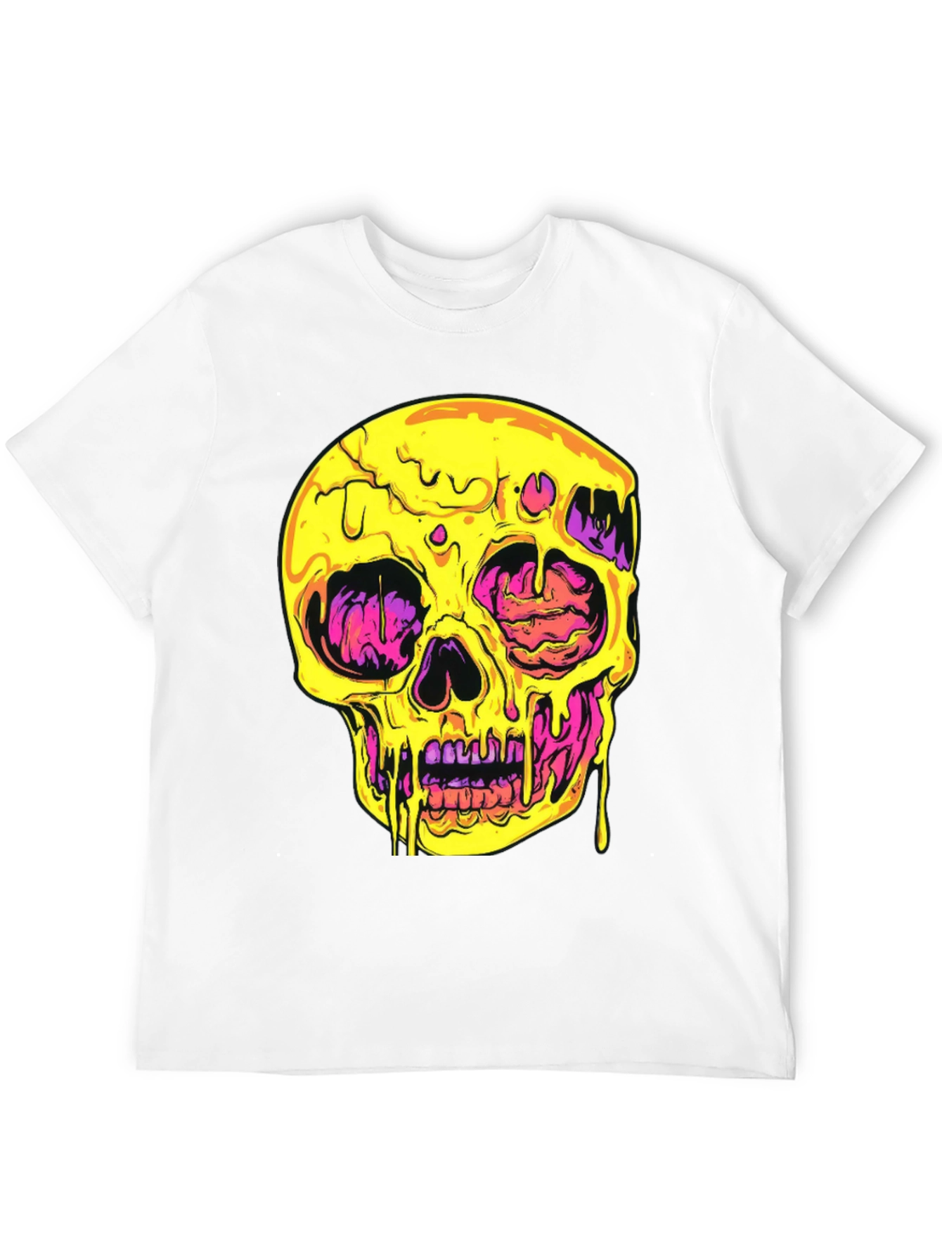 Melting Skull Graphic Tee - Black Cotton T-Shirt