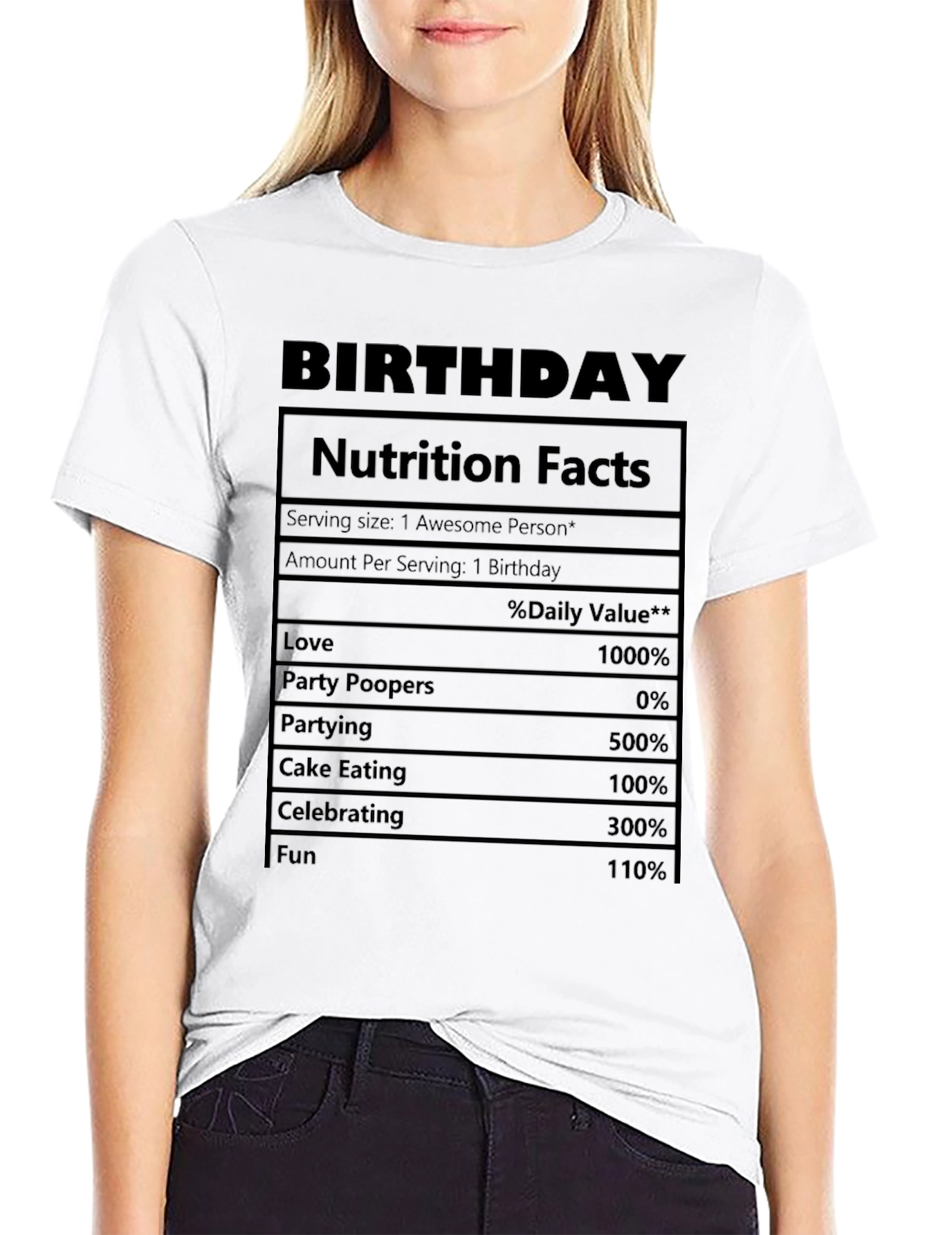 Birthday Nutrition Facts Graphic T-Shirt