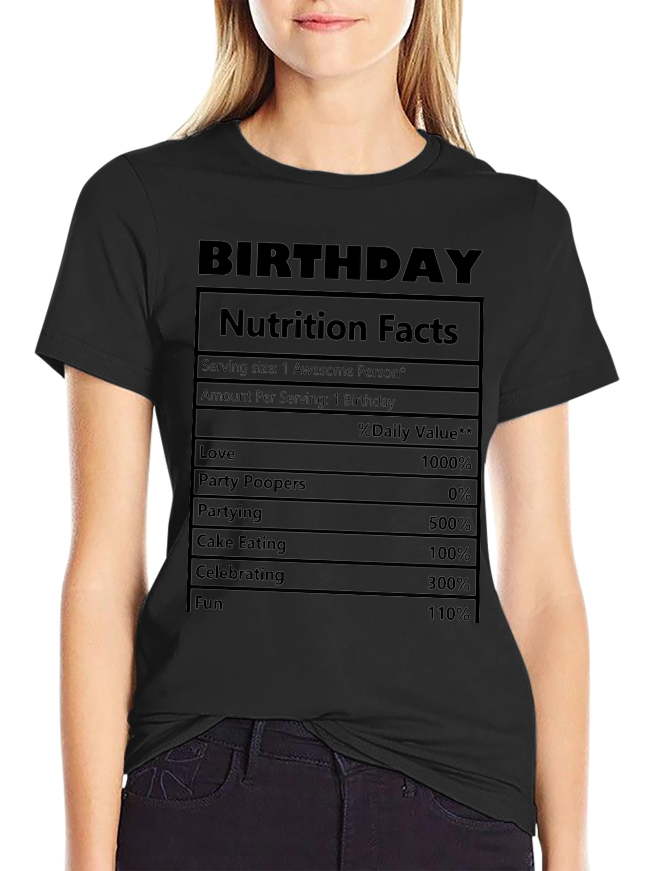 Birthday Nutrition Facts Graphic T-Shirt