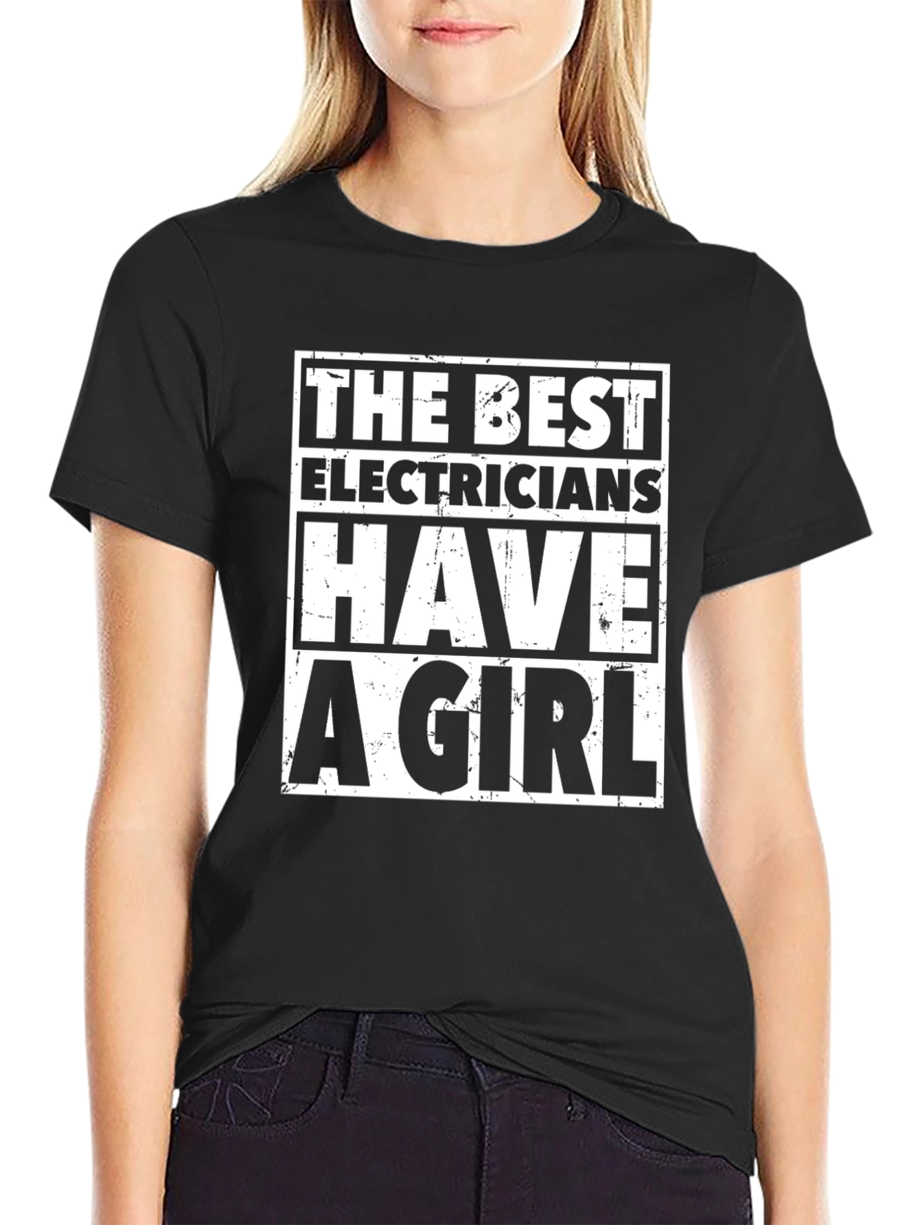 Electricians Girl Black T-Shirt