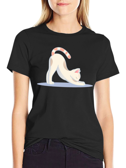 Yoga Cat Black T-Shirt - Stretch & Relax in Style!