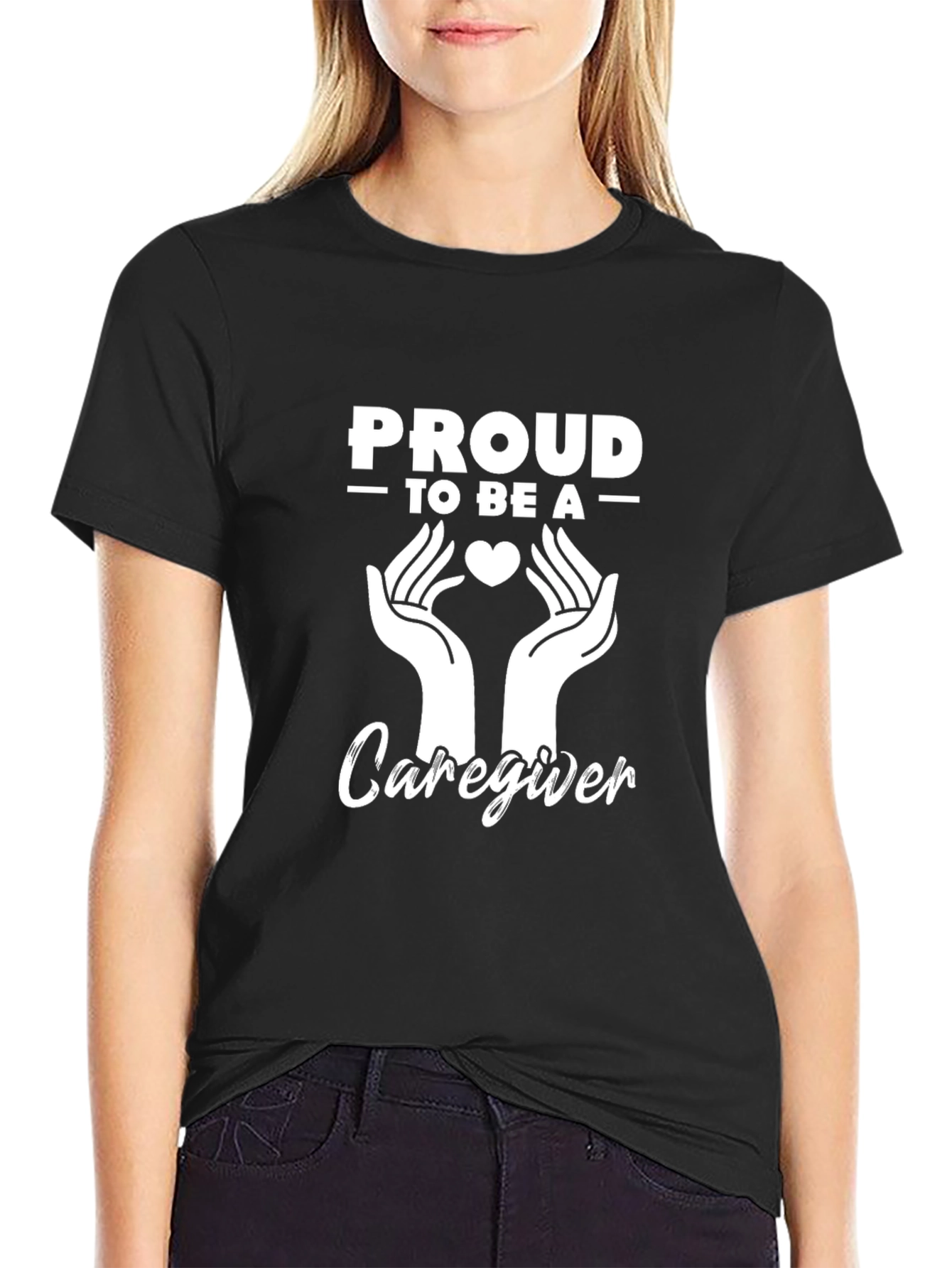 Proud Caregiver T-Shirt - Heart & Hands Graphic Tee