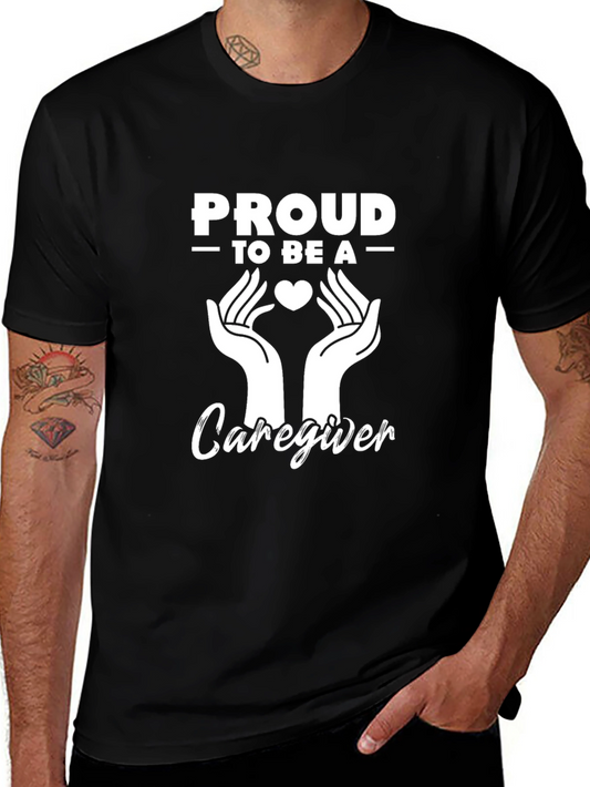 Proud Caregiver T-Shirt - Heart & Hands Graphic Tee