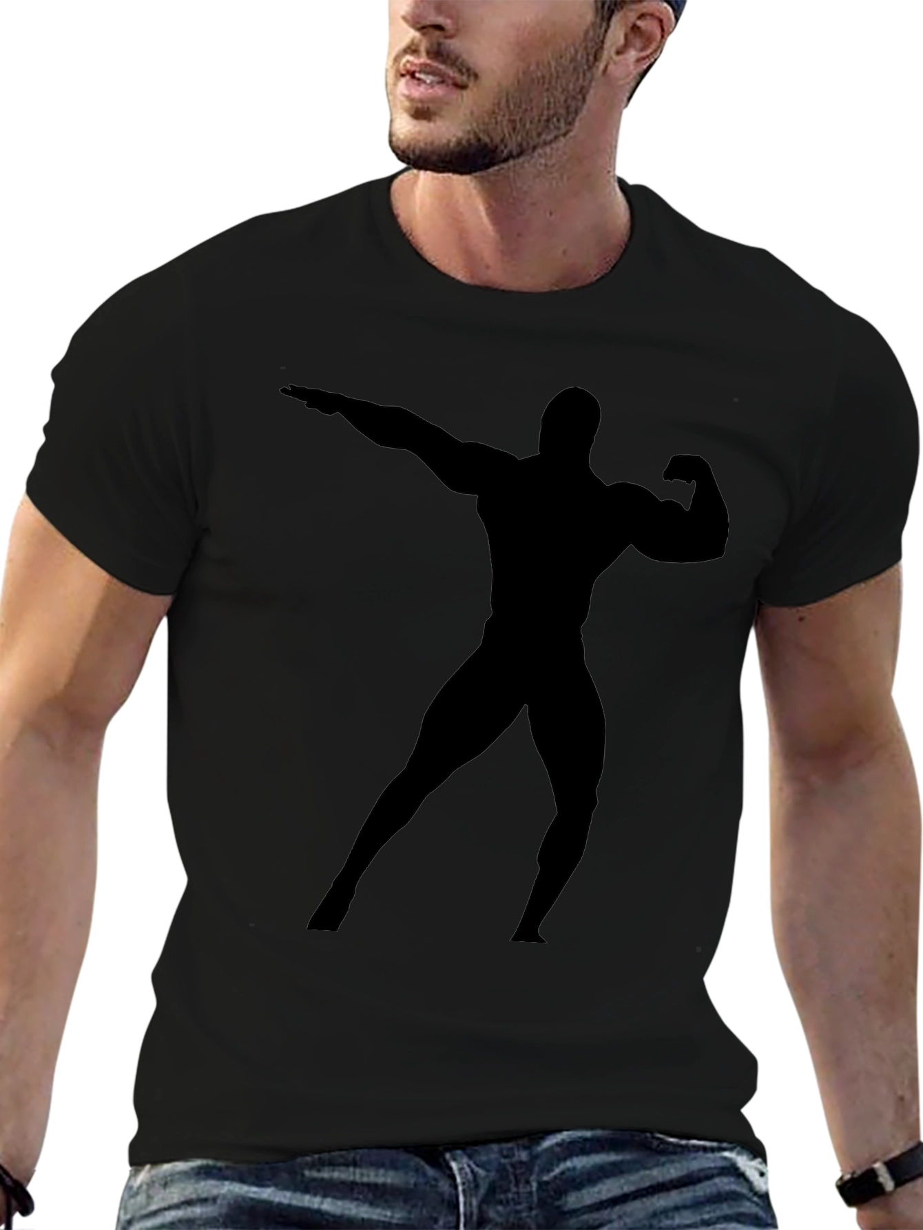 Mens Black Bodybuilder Graphic T-Shirt