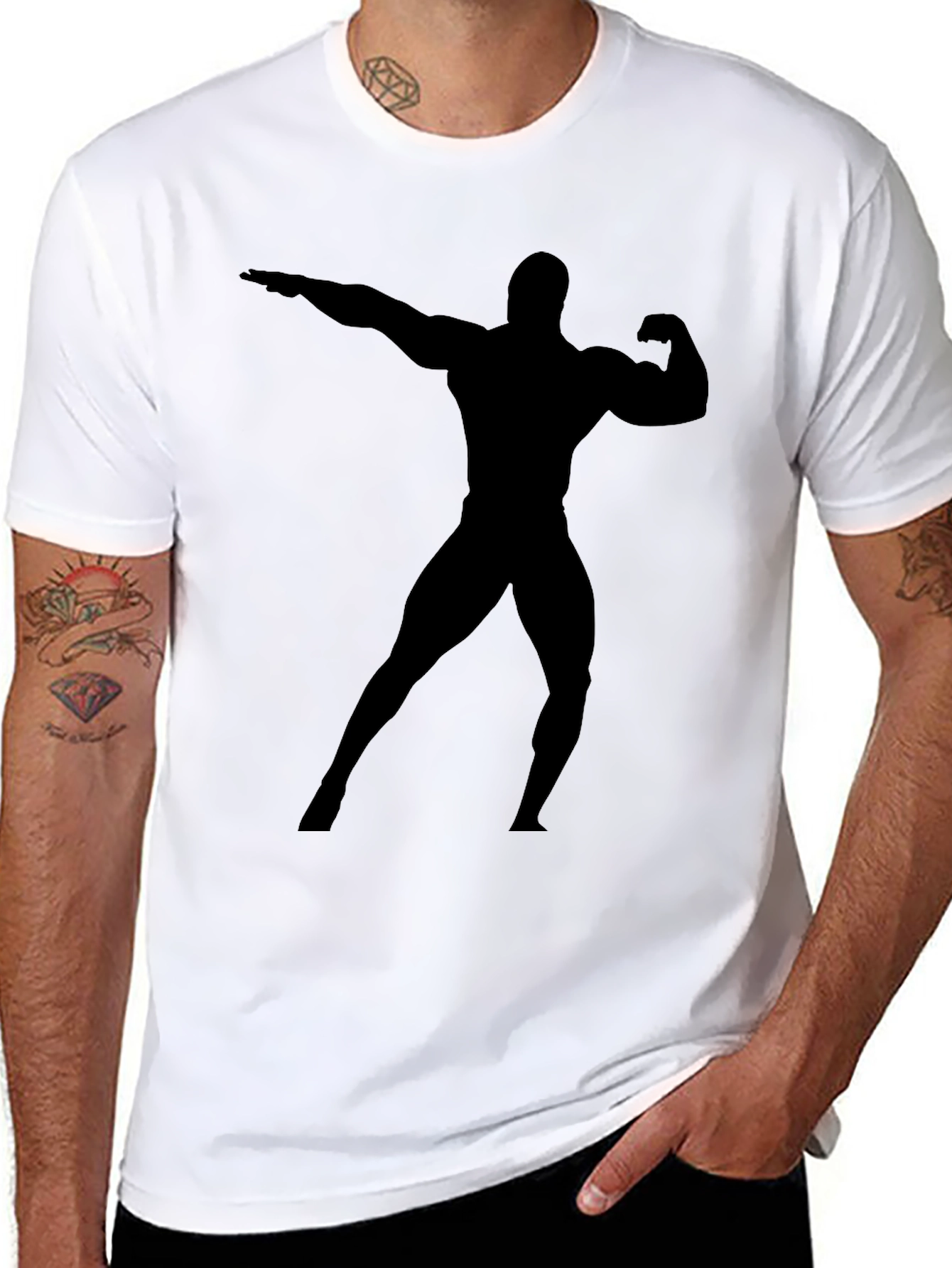 Mens Black Bodybuilder Graphic T-Shirt