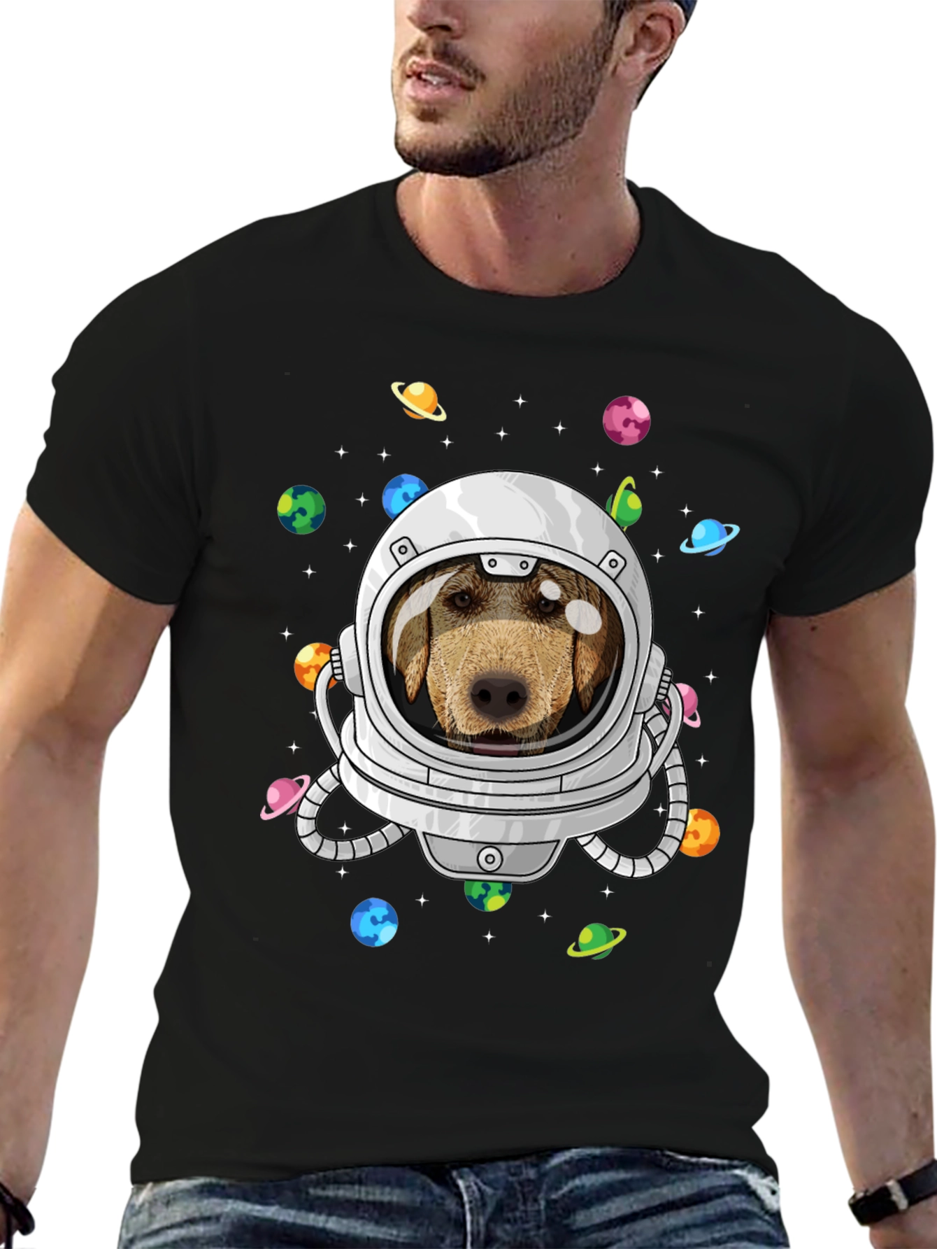 Dog Astronaut T-Shirt Space Planets