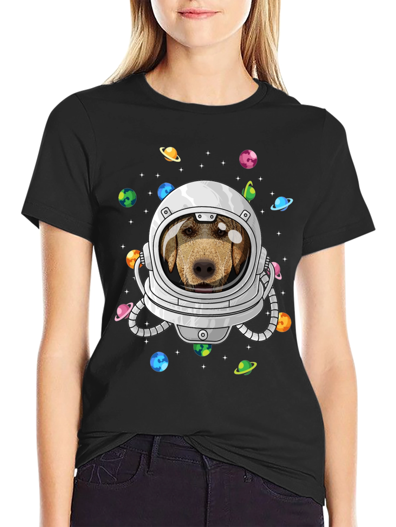 Dog Astronaut T-Shirt Space Planets