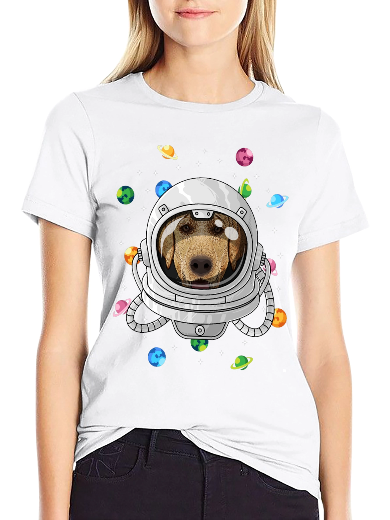 Dog Astronaut T-Shirt Space Planets