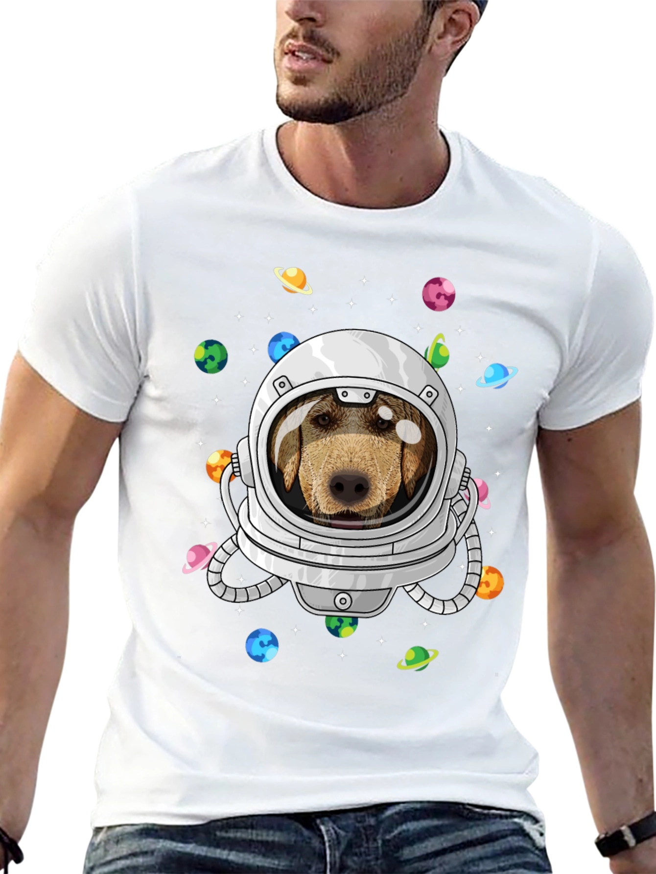 Dog Astronaut T-Shirt Space Planets