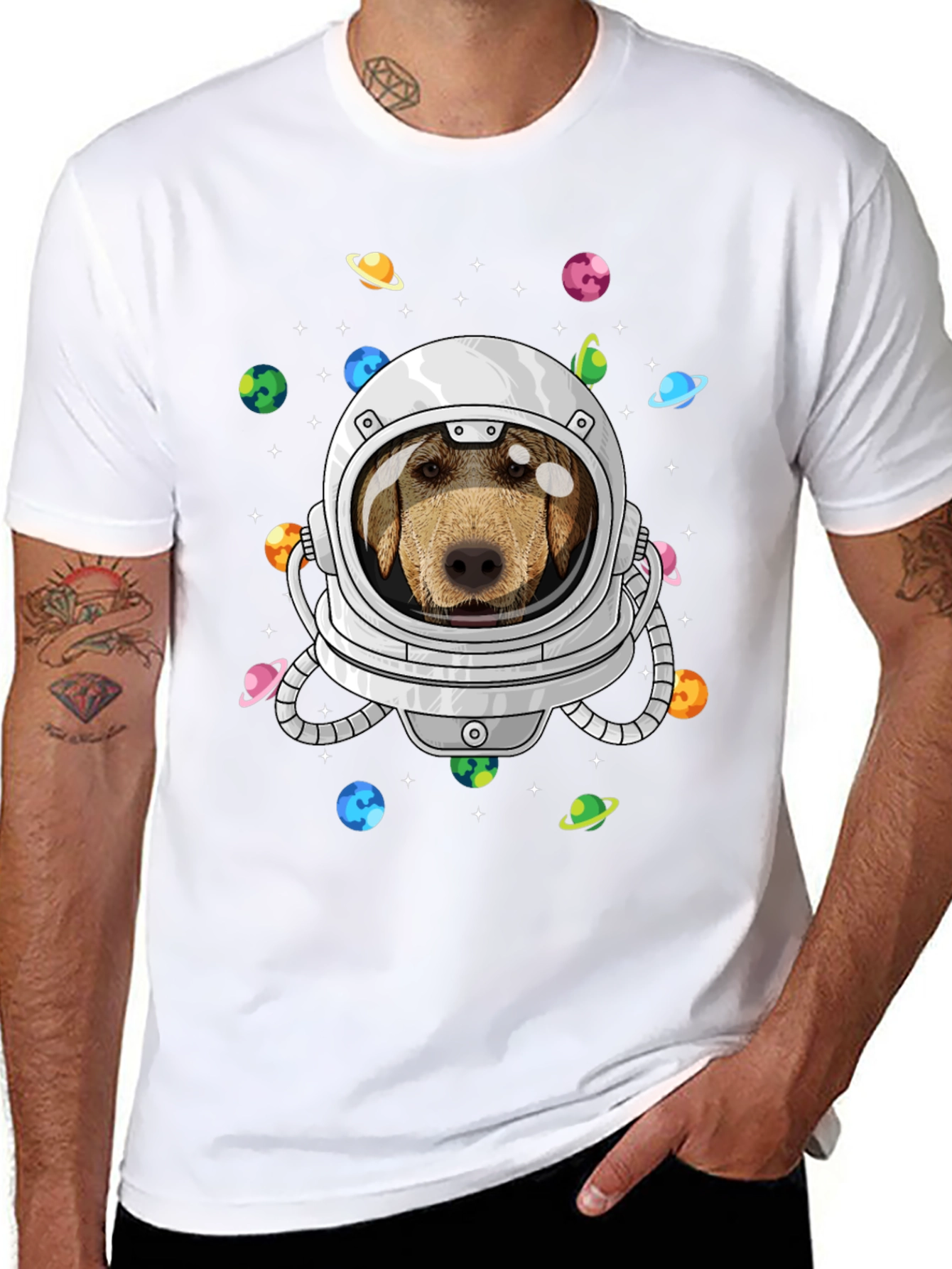 Dog Astronaut T-Shirt Space Planets