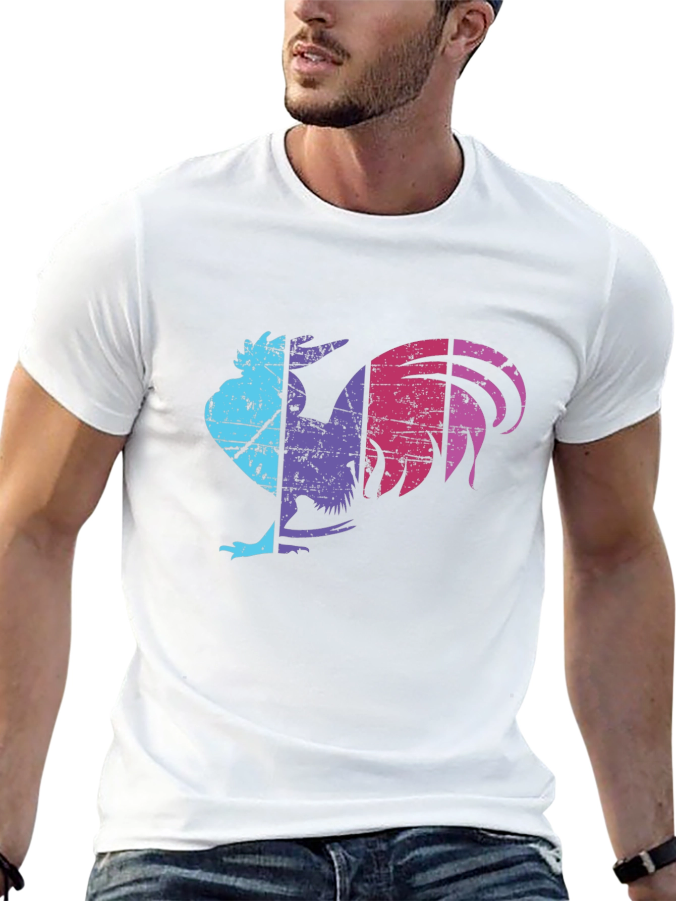 Retro Rooster Graphic Tee - Mens Black T-Shirt