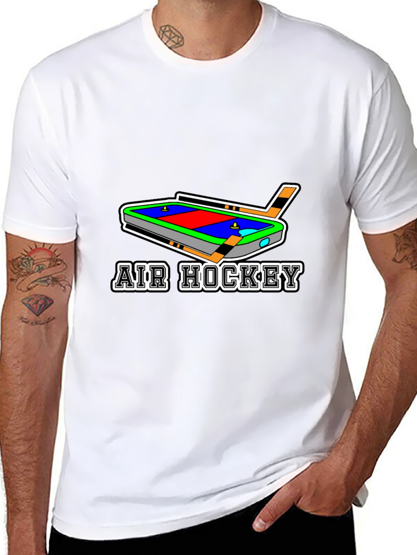 Air Hockey T-Shirt - Black Cotton Blend Graphic Tee