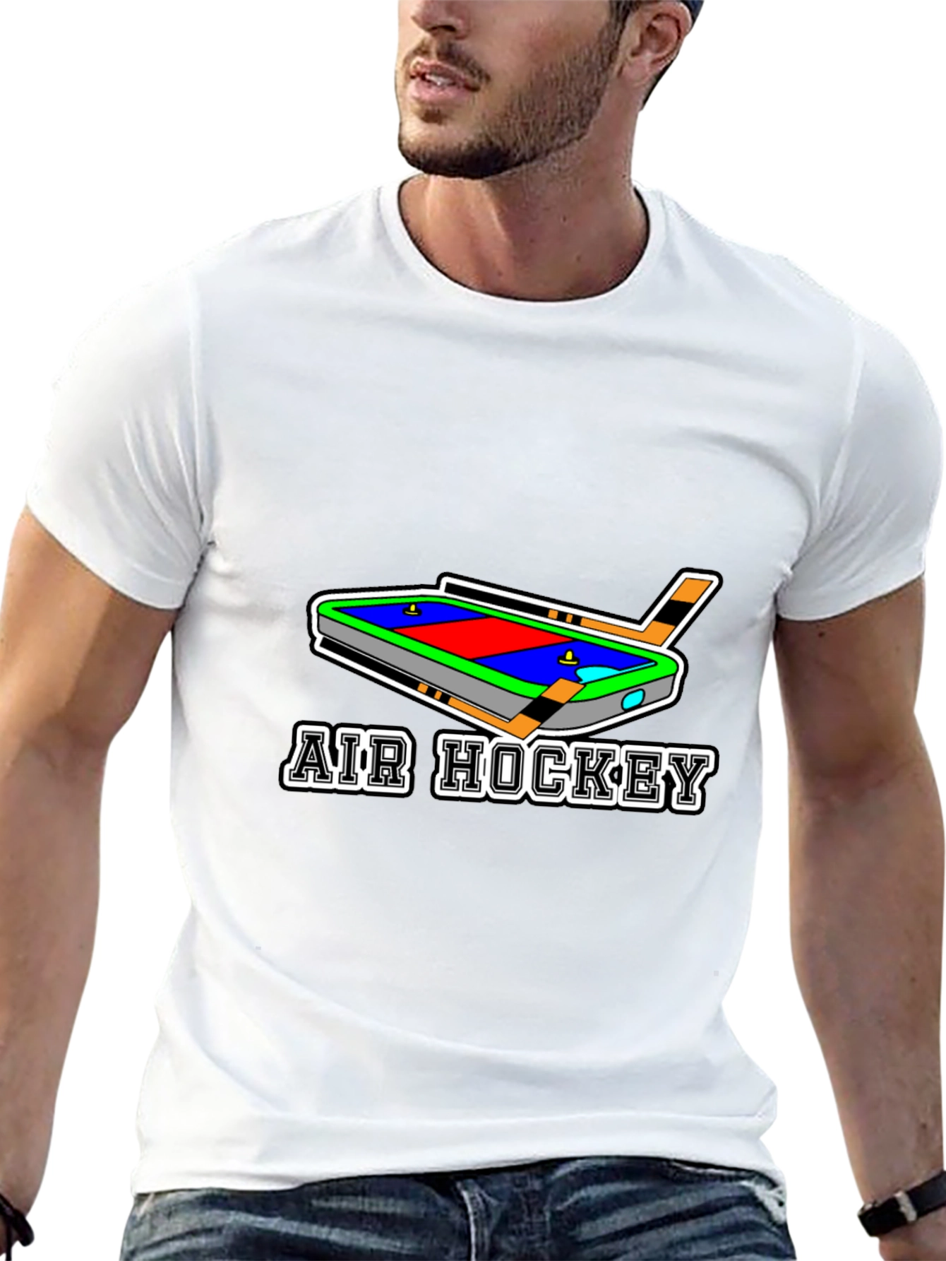 Air Hockey T-Shirt - Black Cotton Blend Graphic Tee