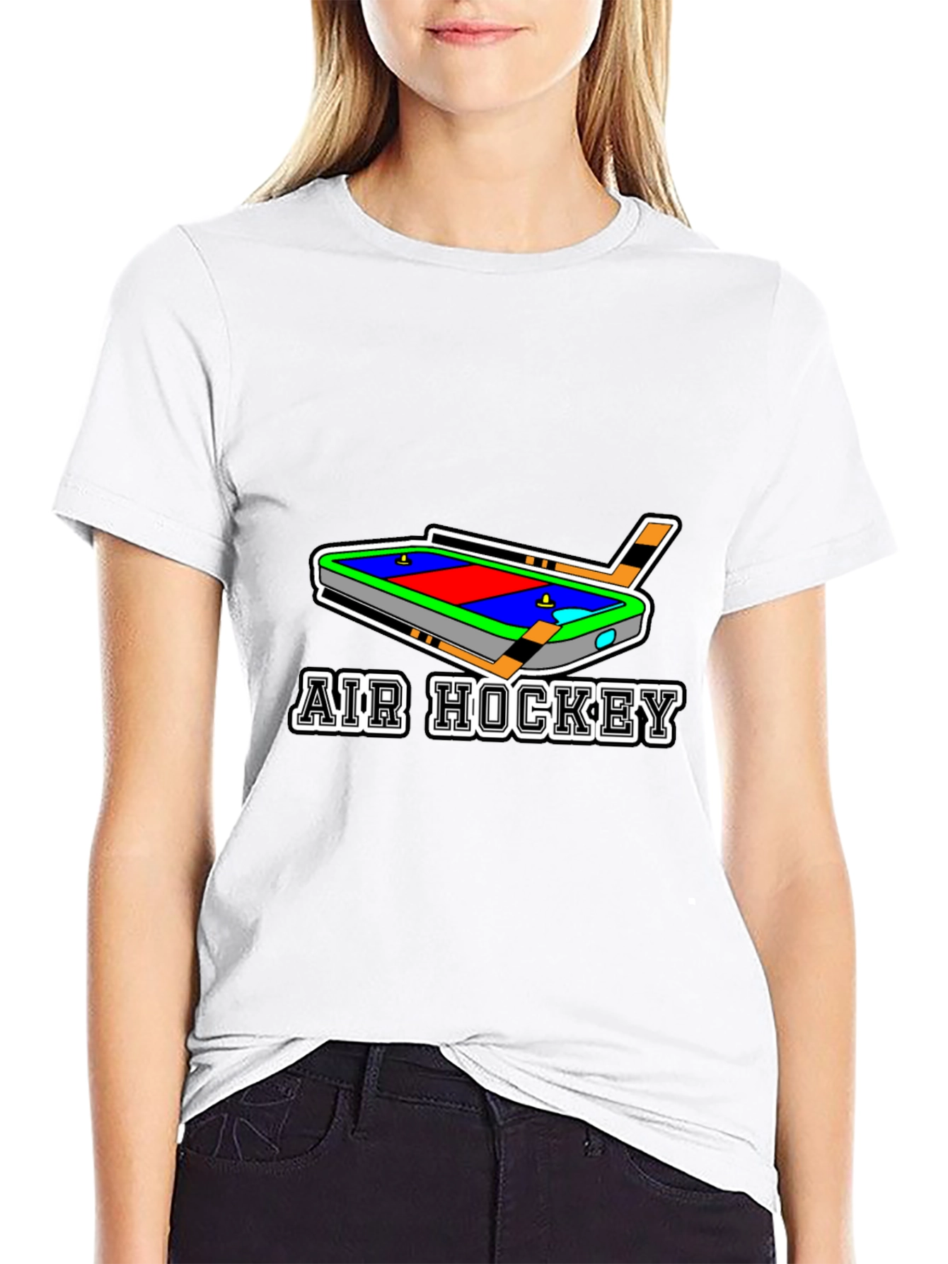 Air Hockey T-Shirt - Black Cotton Blend Graphic Tee